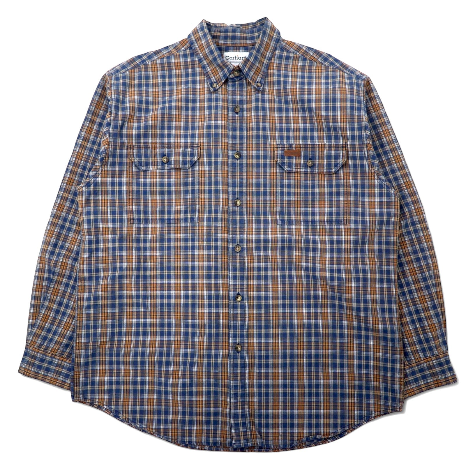 Carhartt Camicia da lavoro in flanella L Blu navy Marrone Cotone Taglia grande