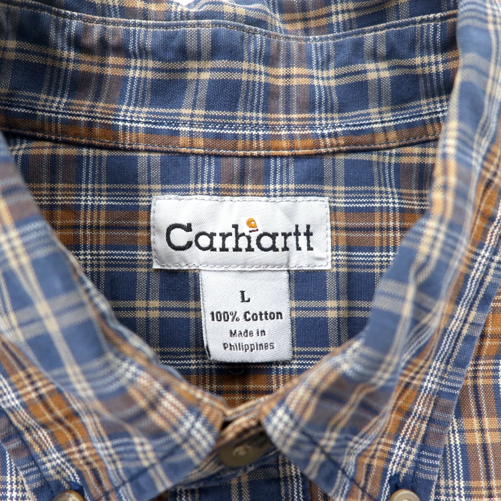Carhartt Camicia da lavoro in flanella L Blu navy Marrone Cotone Taglia grande