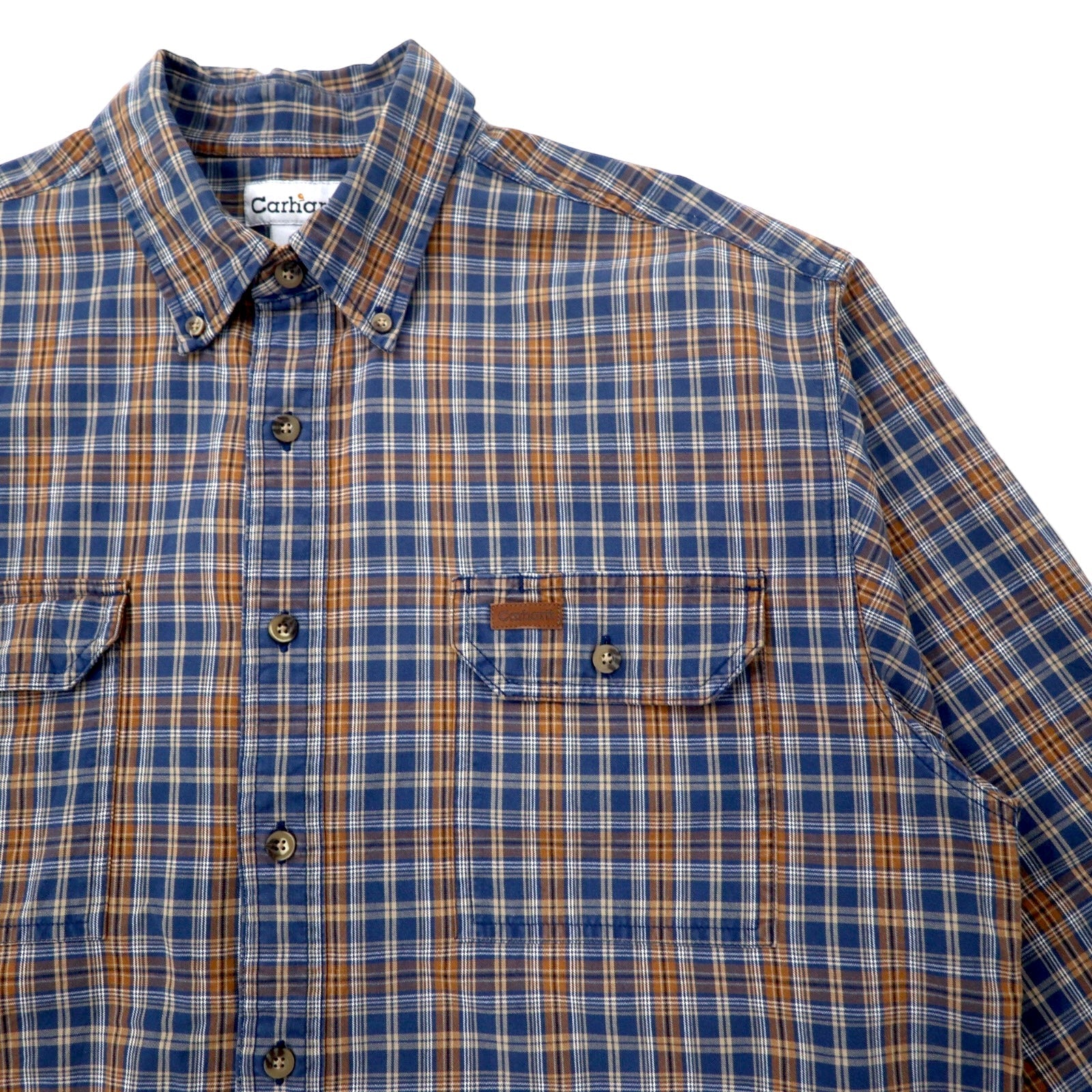 Carhartt Camicia da lavoro in flanella L Blu navy Marrone Cotone Taglia grande