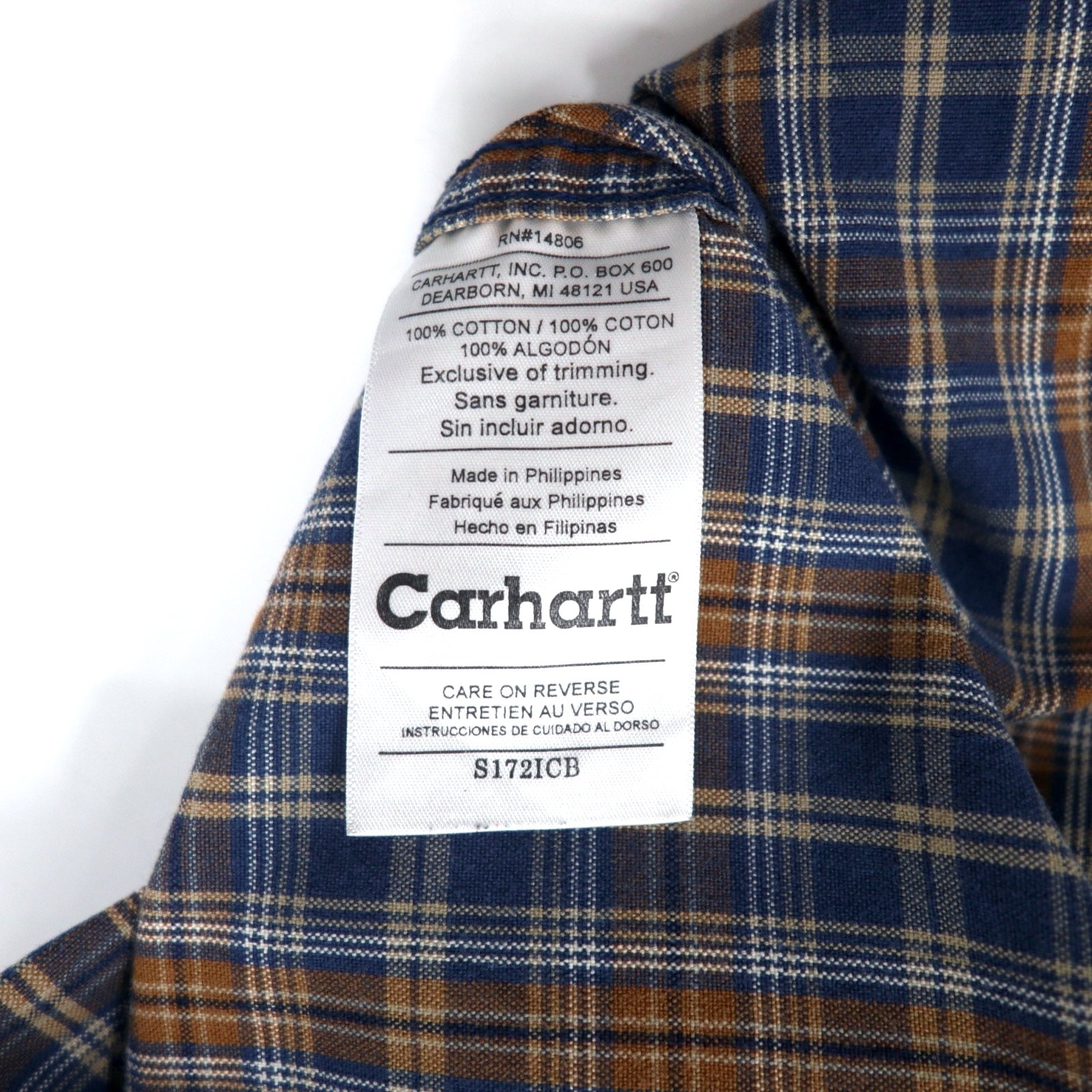 Carhartt Camicia da lavoro in flanella L Blu navy Marrone Cotone Taglia grande