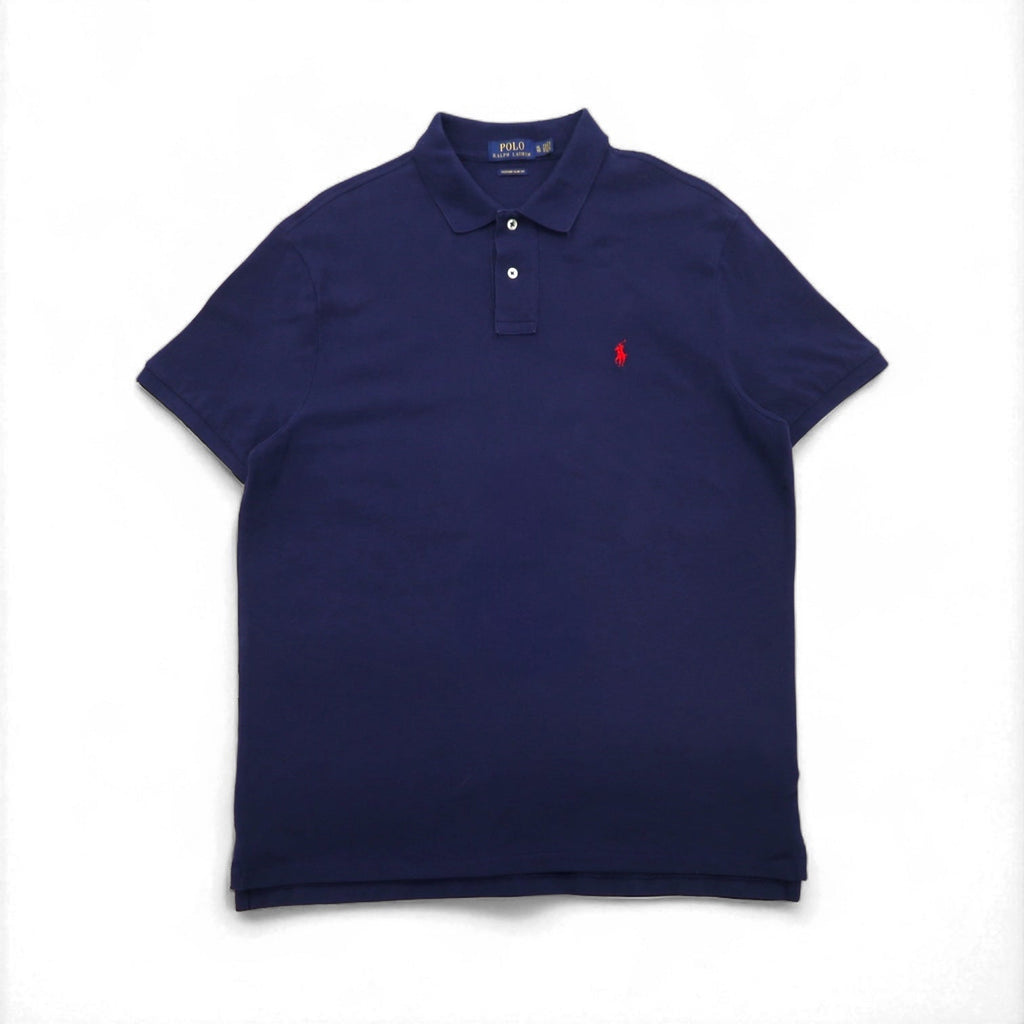 POLO RALPH LAUREN Polo XL navy cotone piqué CUSTOM SLIM FIT piccolo ricamo pony