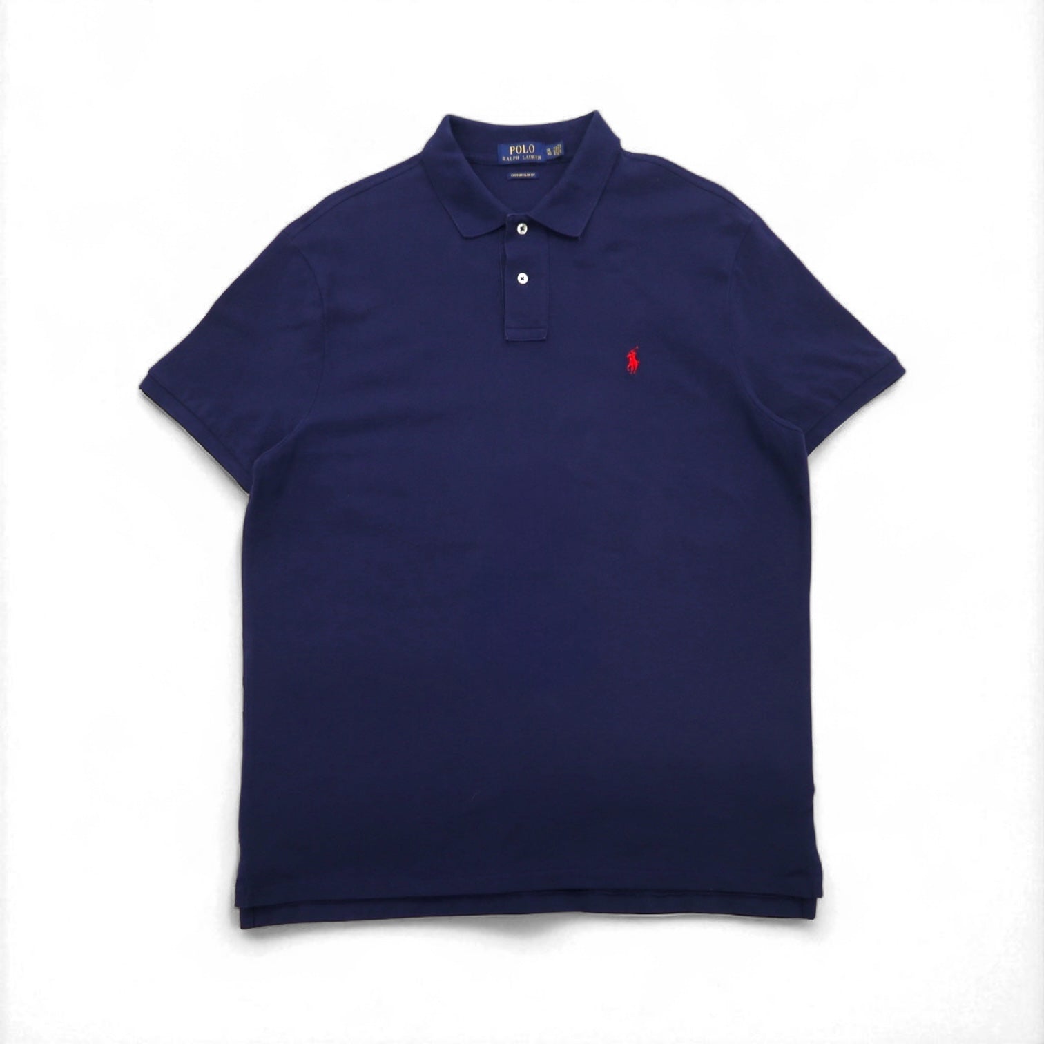 POLO RALPH LAUREN Polo XL navy cotone piqué CUSTOM SLIM FIT piccolo ricamo pony