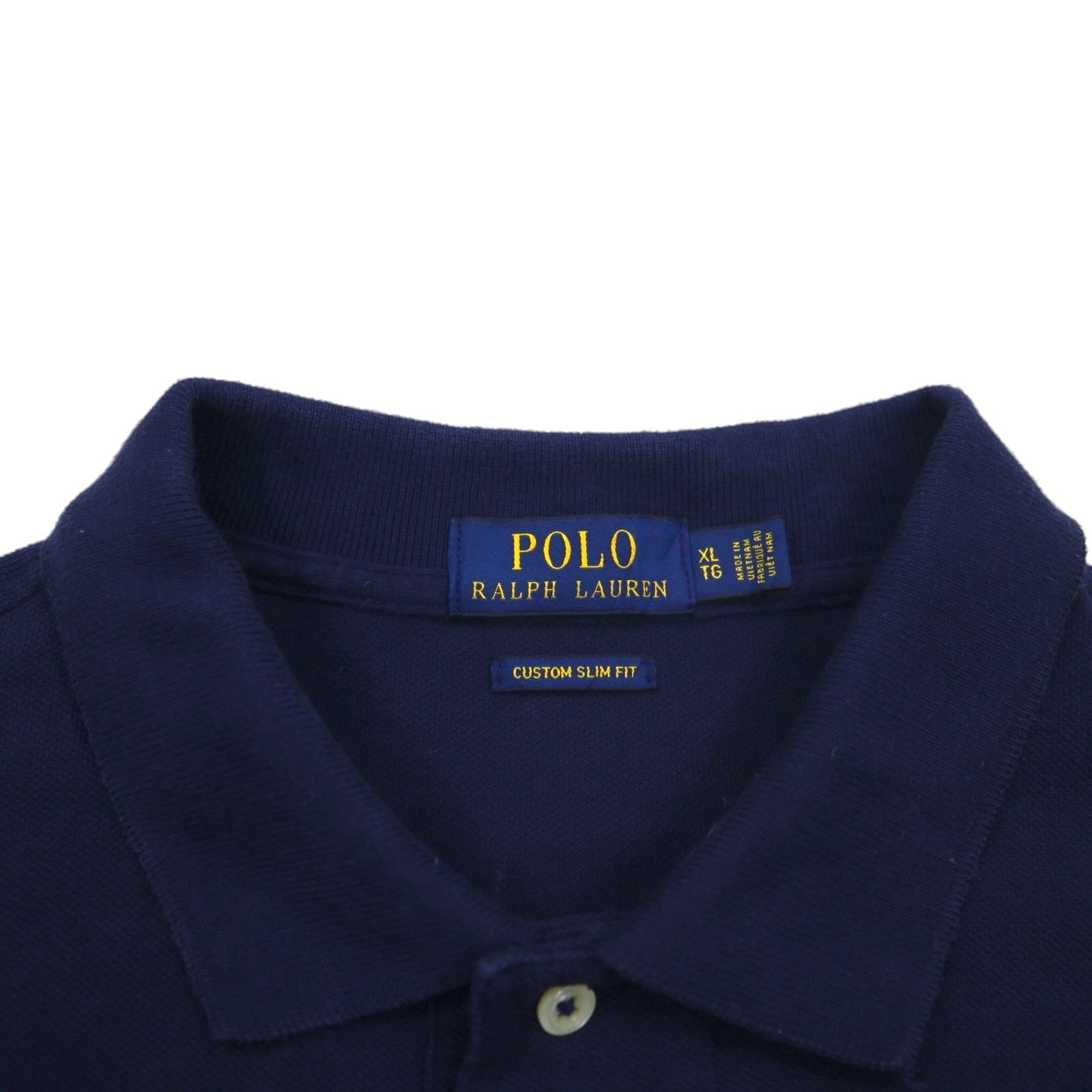 POLO RALPH LAUREN Polo XL navy cotone piqué CUSTOM SLIM FIT piccolo ricamo pony