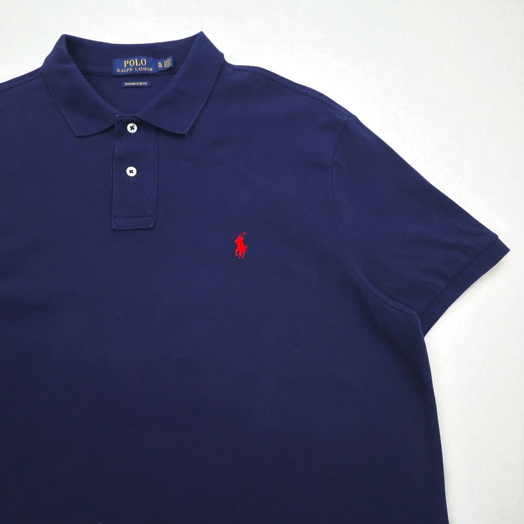 POLO RALPH LAUREN Polo XL navy cotone piqué CUSTOM SLIM FIT piccolo ricamo pony