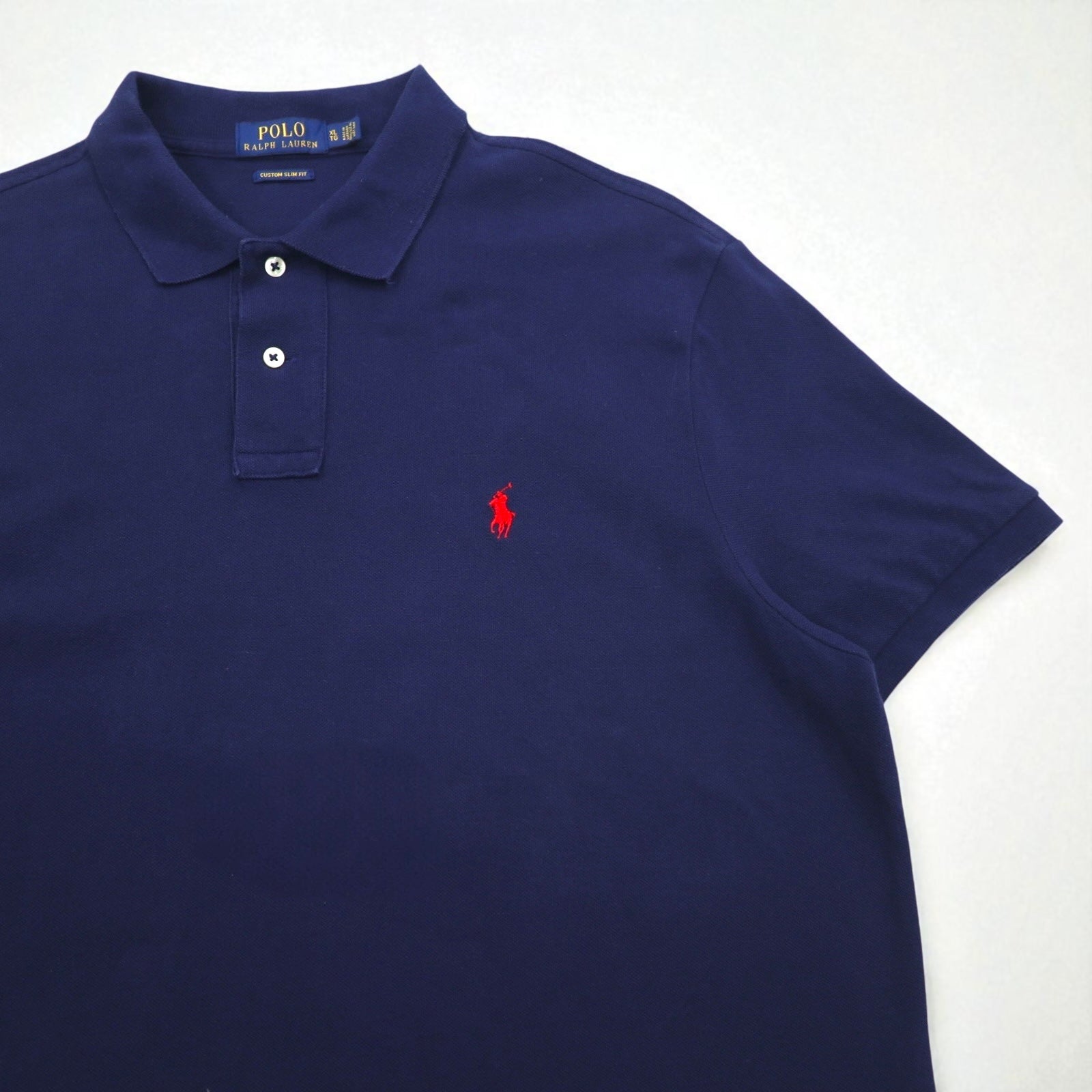 POLO RALPH LAUREN Polo XL navy cotone piqué CUSTOM SLIM FIT piccolo ricamo pony