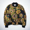 90s Vintage Bomber Jacket Nicole / J-Farah サテンジャケット ブルゾン L ブラック 総柄 90年代