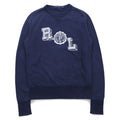 POLO RALPH LAUREN - Felpa girocollo con V anteriore, taglia S, navy, cotone, stampa logo RL