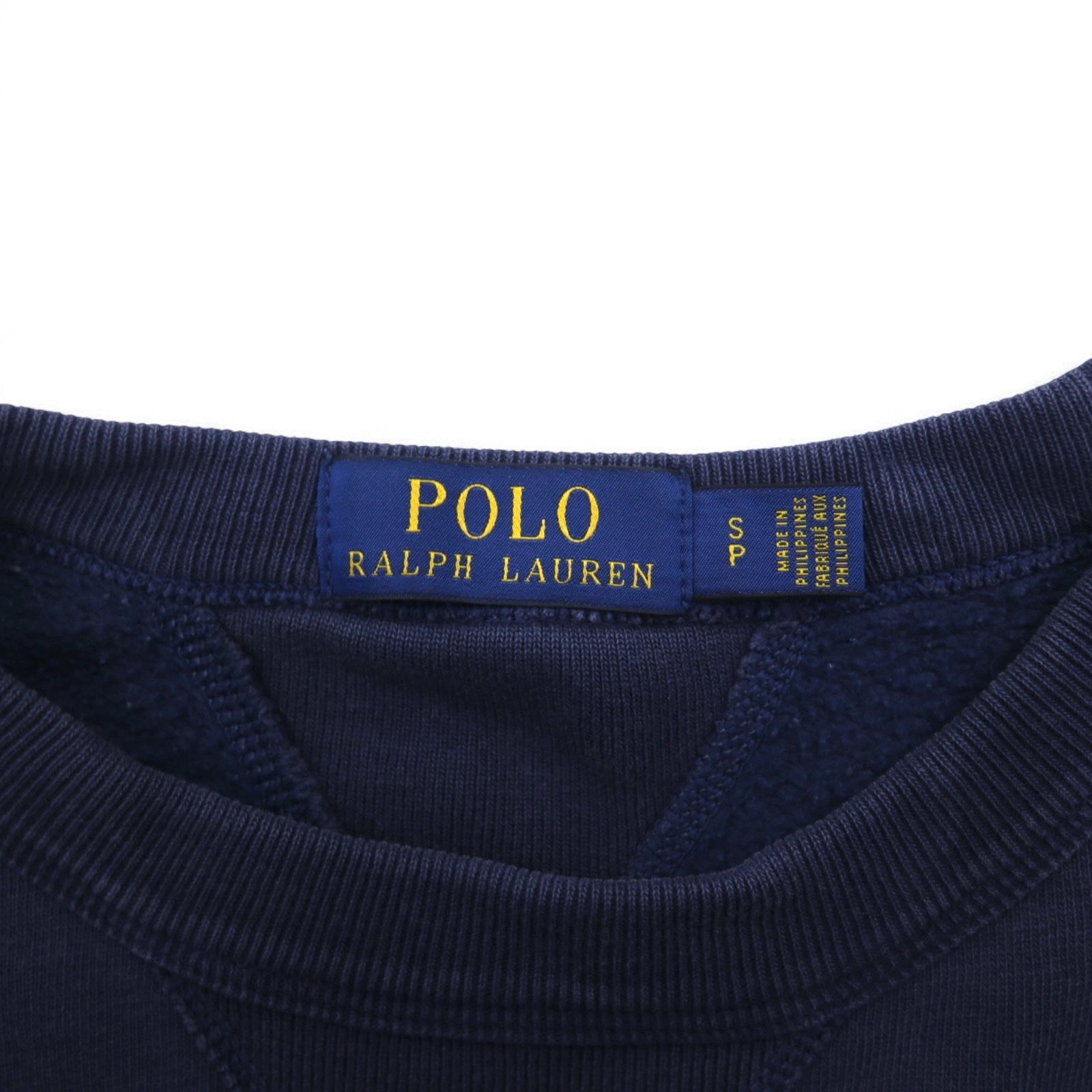POLO RALPH LAUREN - Felpa girocollo con V anteriore, taglia S, navy, cotone, stampa logo RL