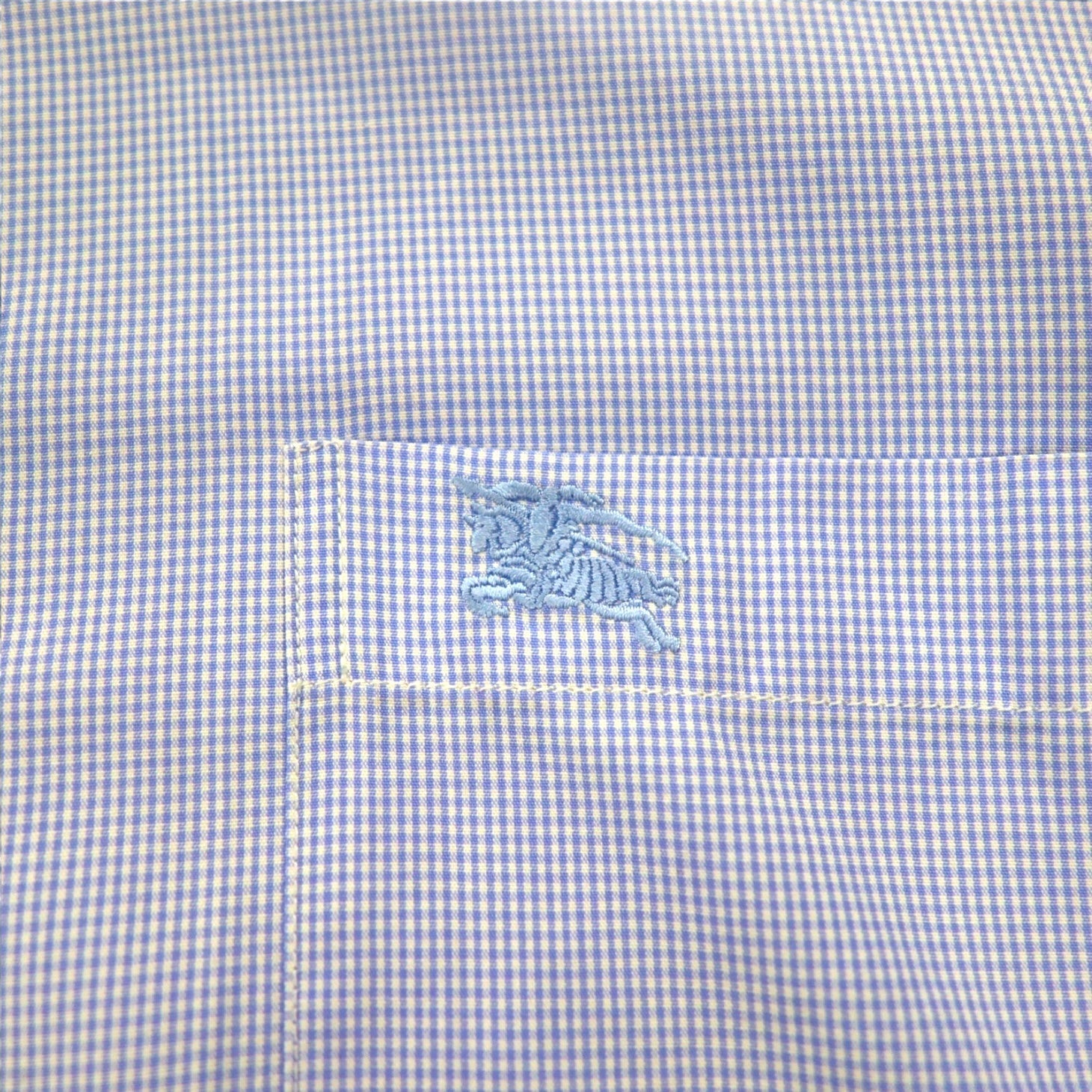 BURBERRY Camicia elegante con inserti Nova Check 2XL blu motivo a quadretti Gingham etichetta attuale taschino sul petto