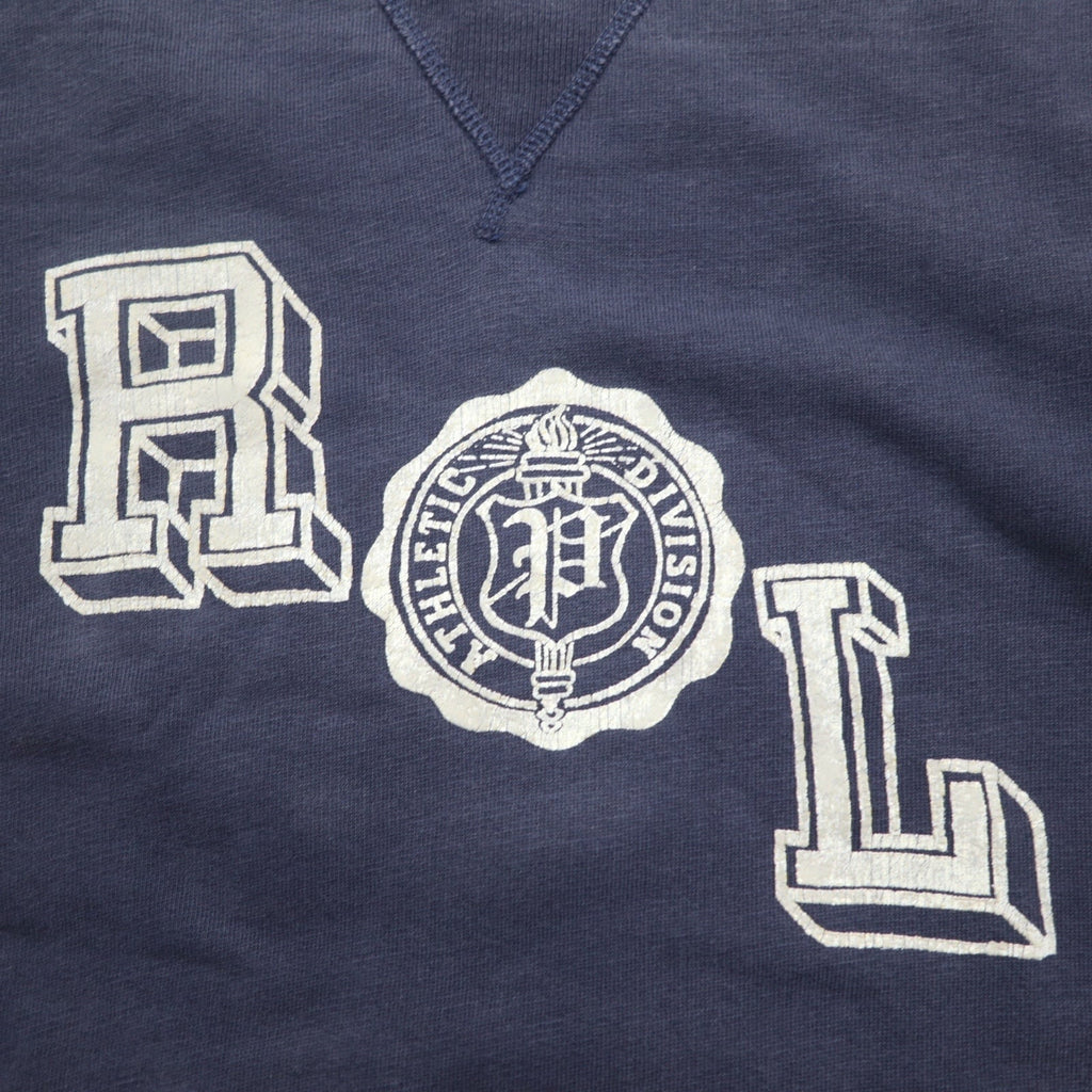POLO RALPH LAUREN - Felpa girocollo con V anteriore, taglia S, navy, cotone, stampa logo RL