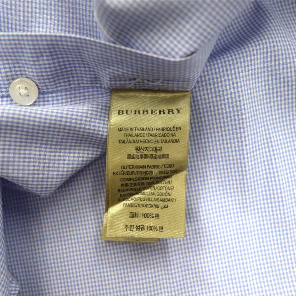 BURBERRY Camicia elegante con inserti Nova Check 2XL blu motivo a quadretti Gingham etichetta attuale taschino sul petto