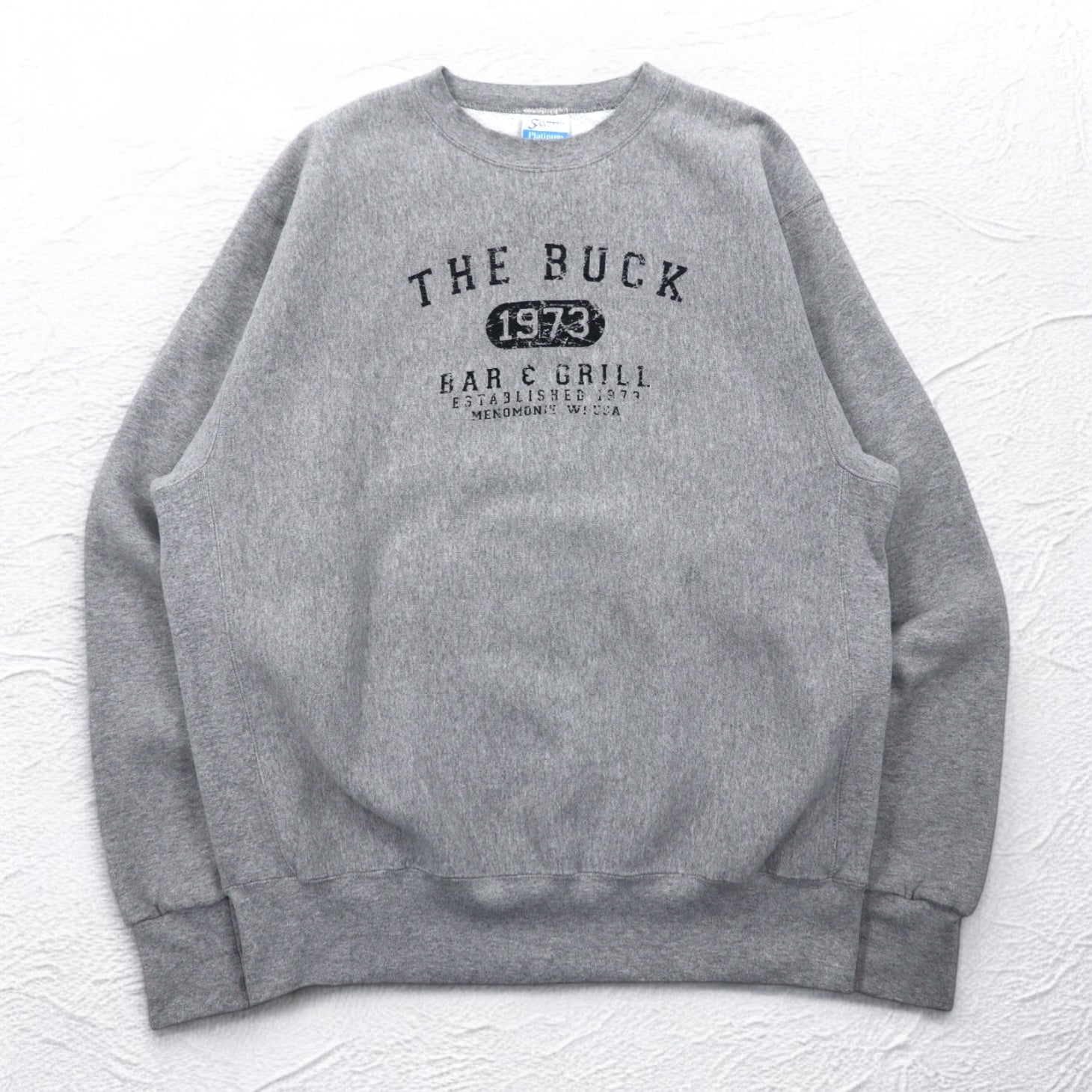 Felpa USA Made anni '90 SANTEE PLATINUM Reverse Weave XL grigia THE BUCK