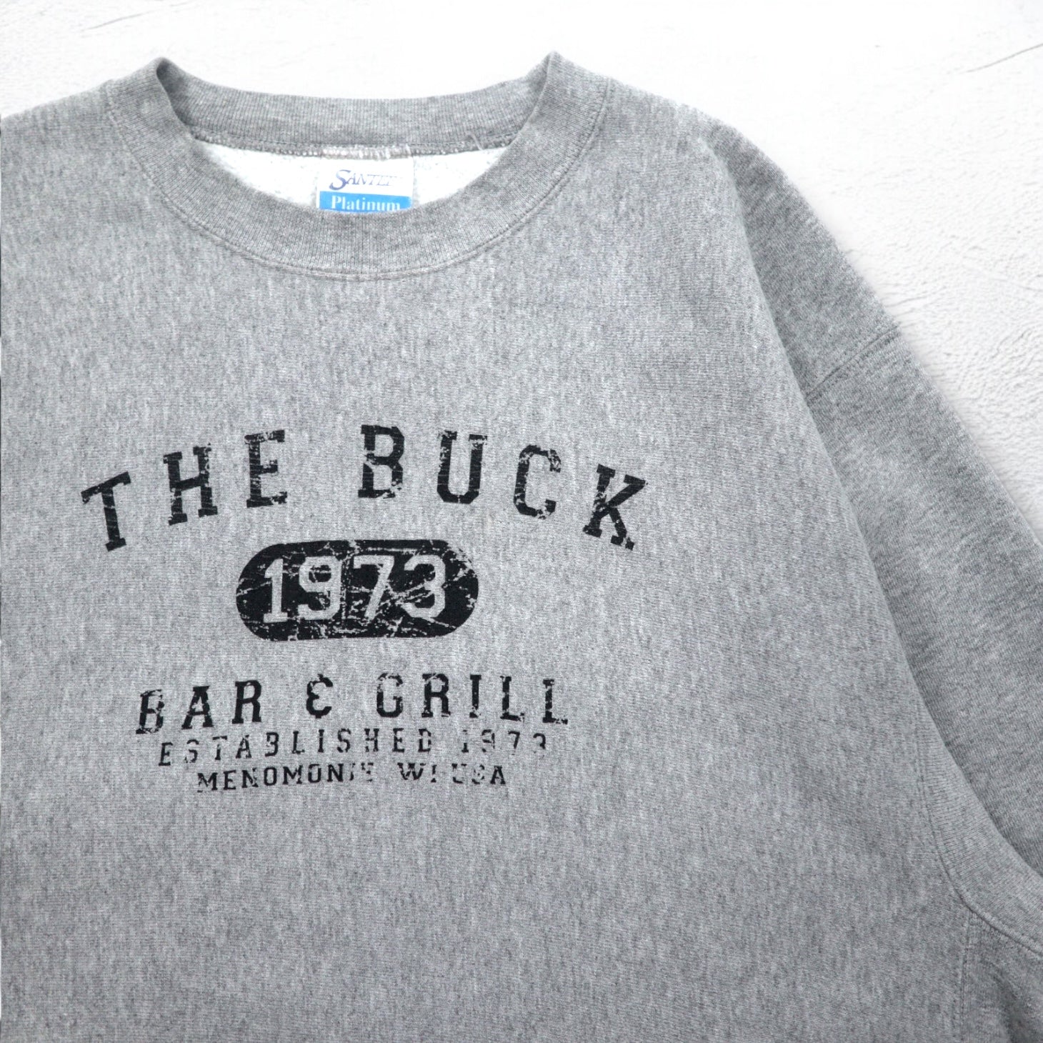 Felpa USA Made anni '90 SANTEE PLATINUM Reverse Weave XL grigia THE BUCK