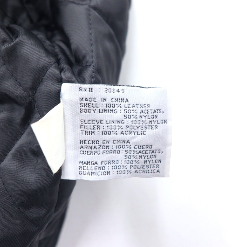 Anni '90 Michael Hoban WHEREMI Giacca in pelle da motociclista singola con bandiera americana, taglia M, colore nero, in pelle BUD