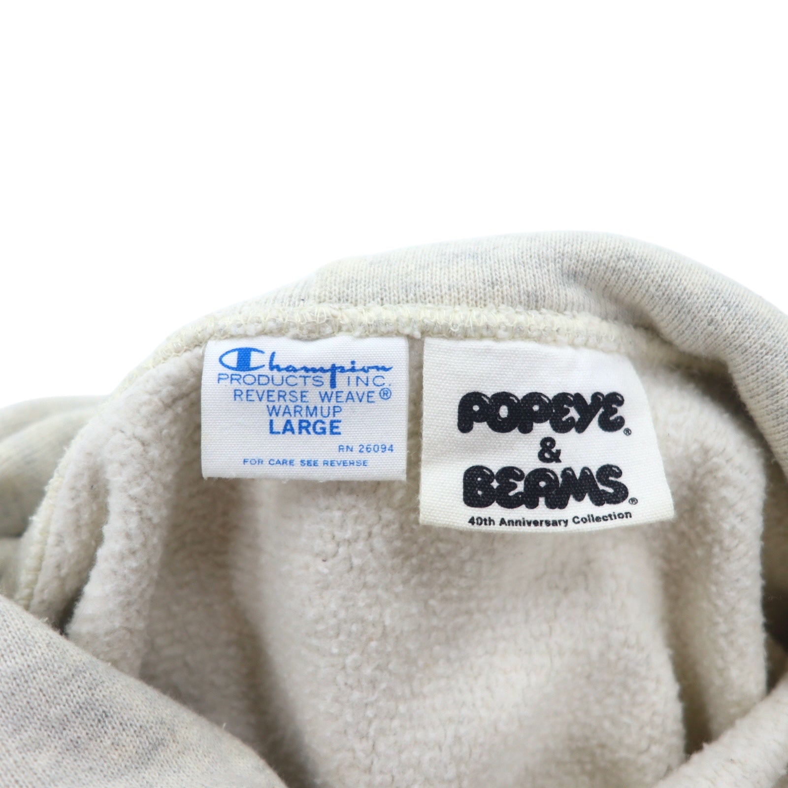 BEAMS × Champion × POPEYE Reverse Weave Pullover con cappuccio L Grigio Cotone 40° Anniversario Collaborazione Etichetta blu replica C8-J124
