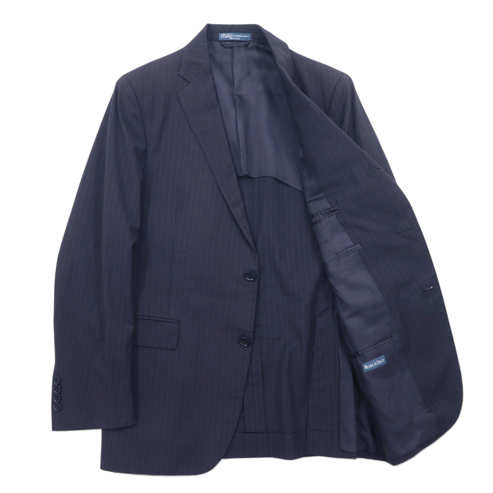 Polo by Ralph Lauren Giacca sartoriale 2 bottoni L blu navy gessato in lana (Made in Italy)