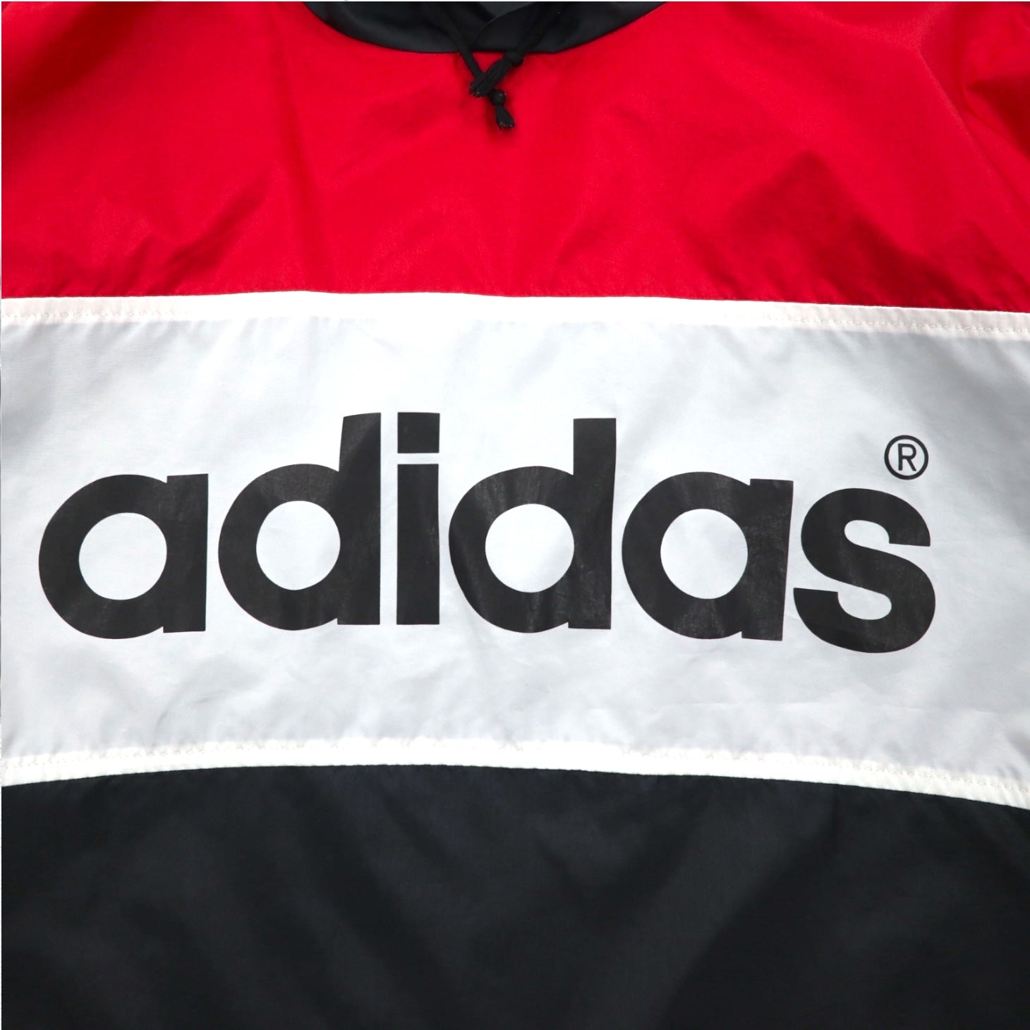 adidas anni '90 Piste pullover nylon hoodie M-L 3 strisce logo stampato su entrambi i lati Made in Japan