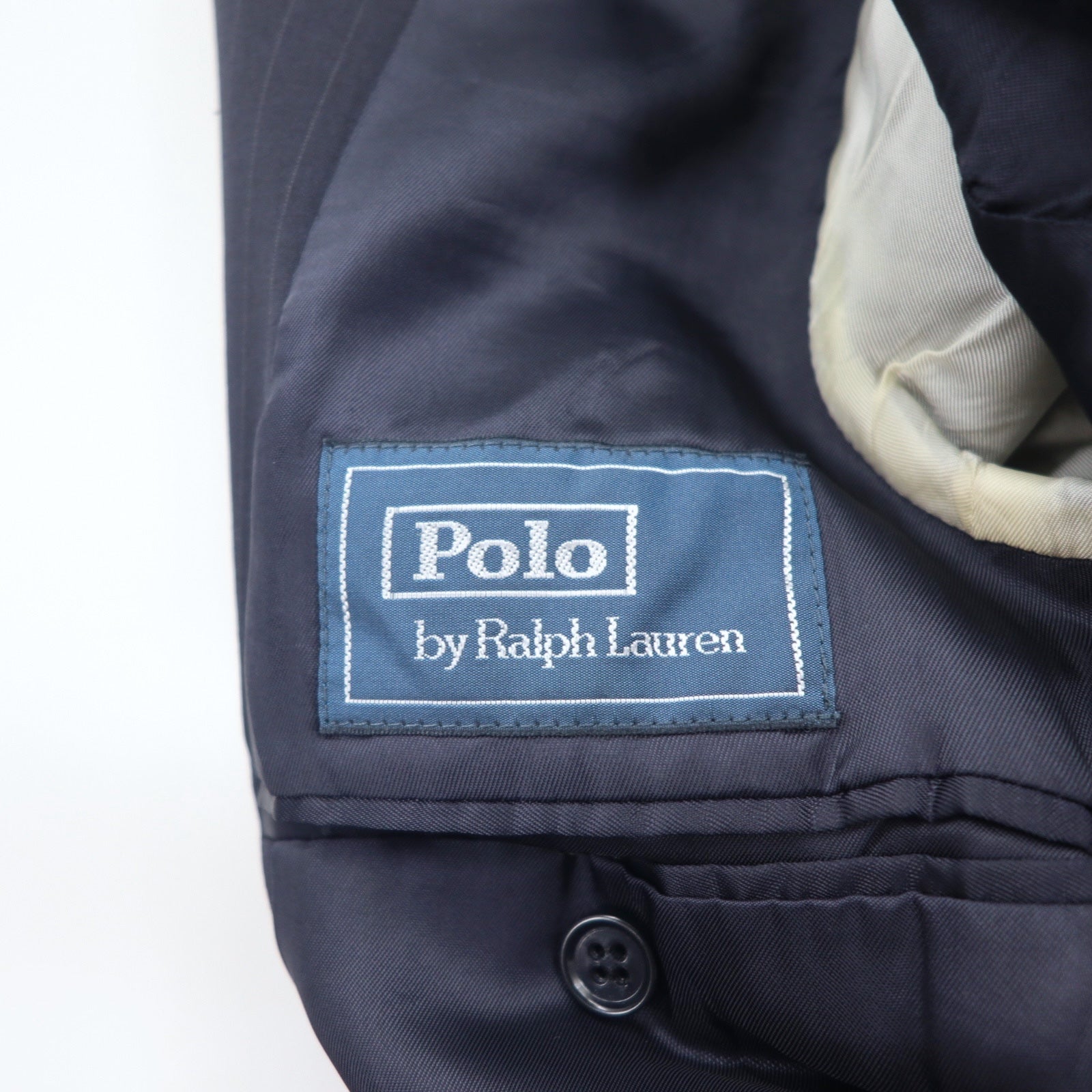 Polo by Ralph Lauren Giacca sartoriale 2 bottoni L blu navy gessato in lana (Made in Italy)