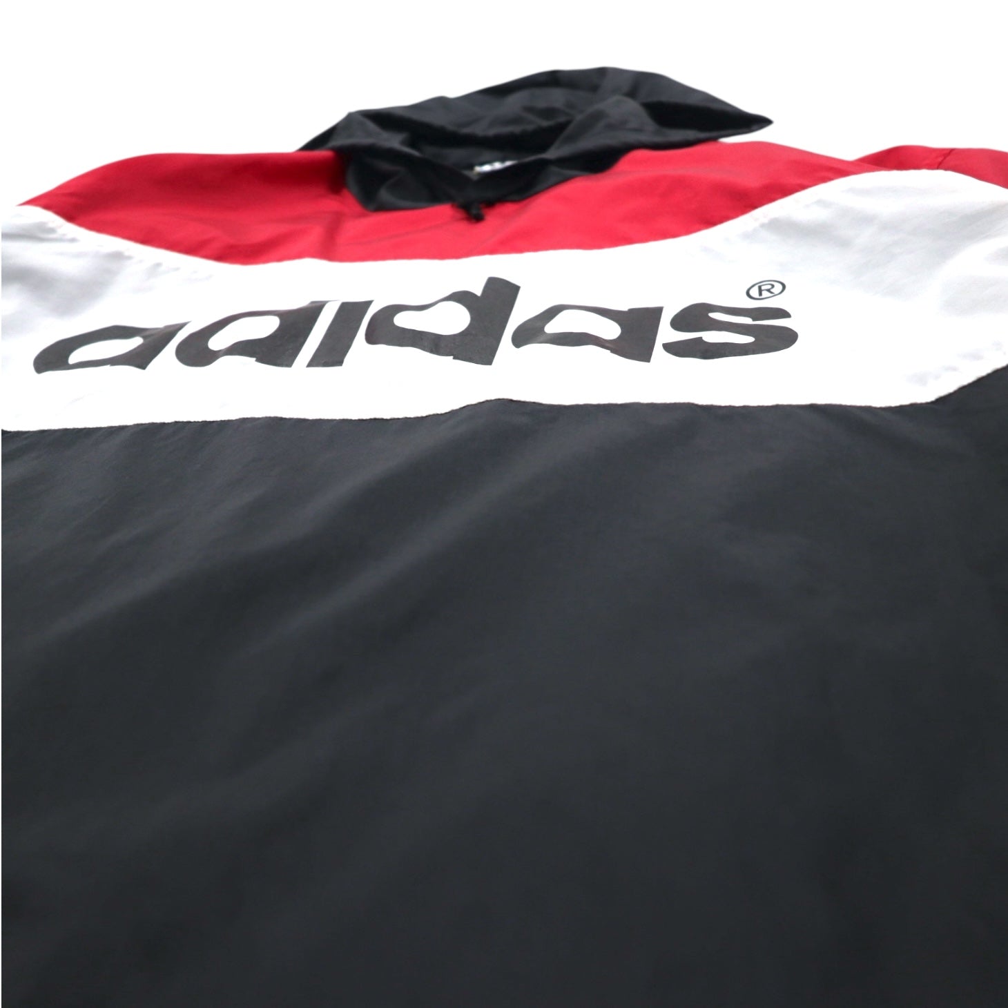 adidas anni '90 Piste pullover nylon hoodie M-L 3 strisce logo stampato su entrambi i lati Made in Japan