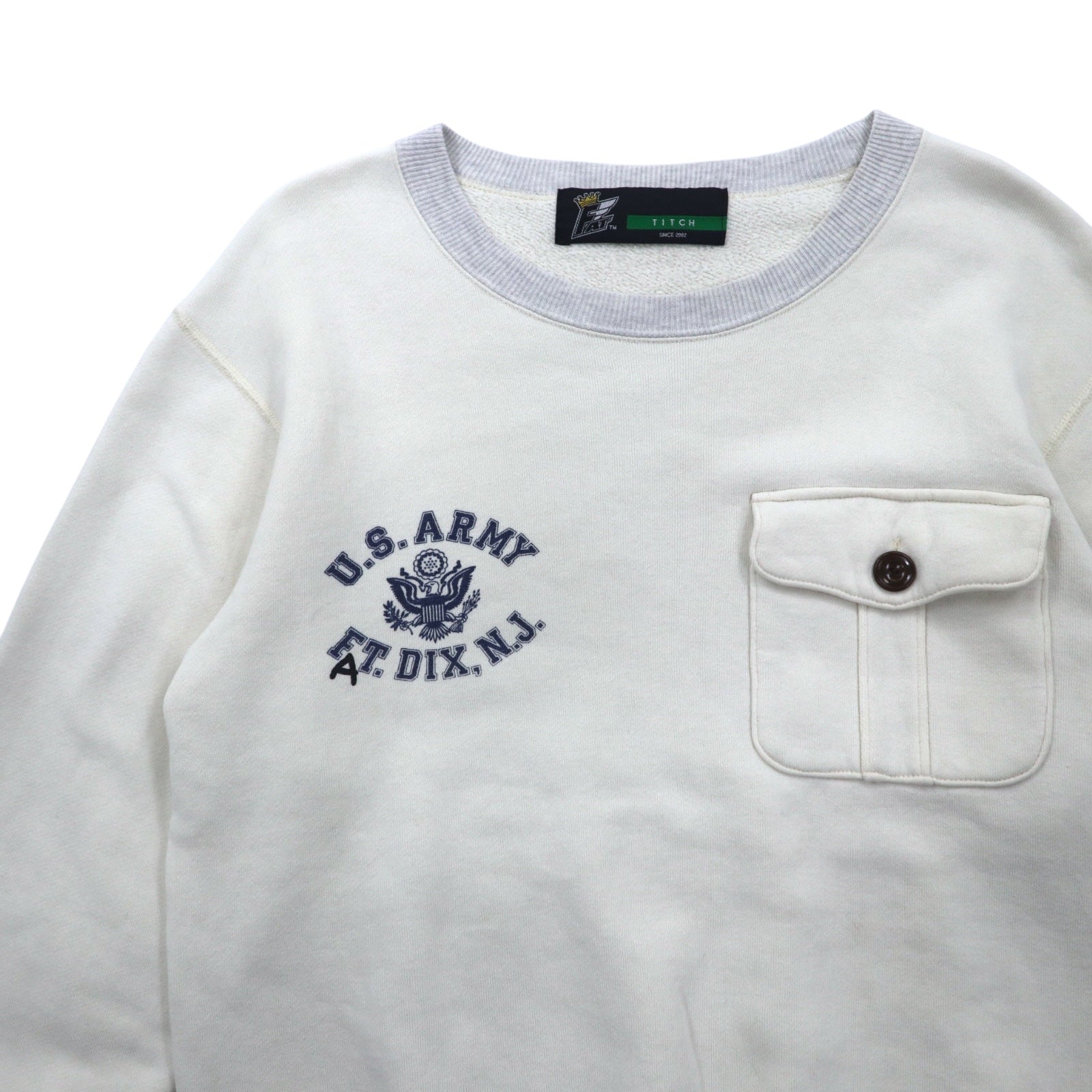 FELPA girocollo FAT M Off-white Grigio tasche a patta U.S.ARMY