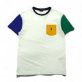 POLO RALPH LAUREN T-shirt con taschino color block, taglia M, bianco, con ricamo piccolo pony
