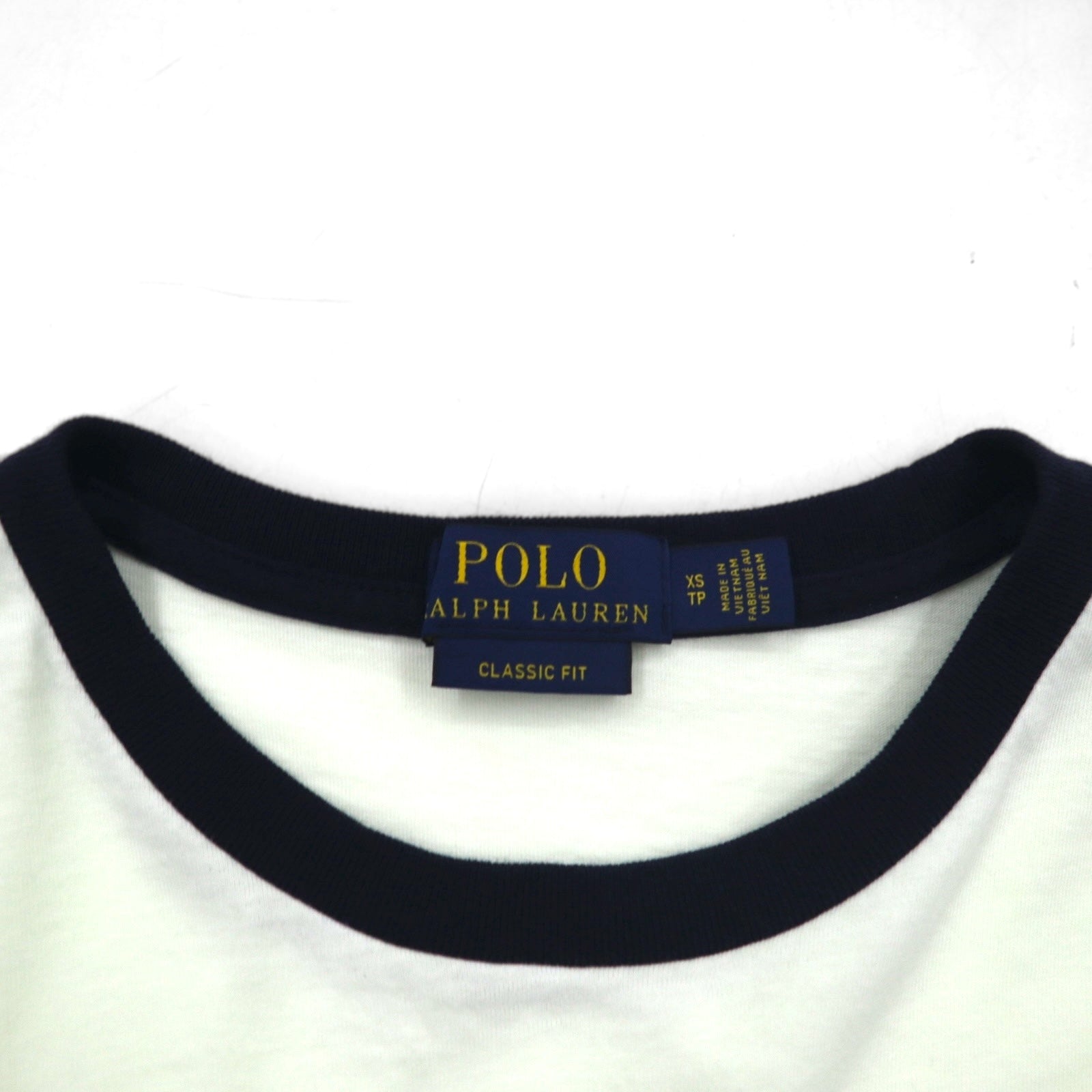 POLO RALPH LAUREN T-shirt con taschino color block, taglia M, bianco, con ricamo piccolo pony