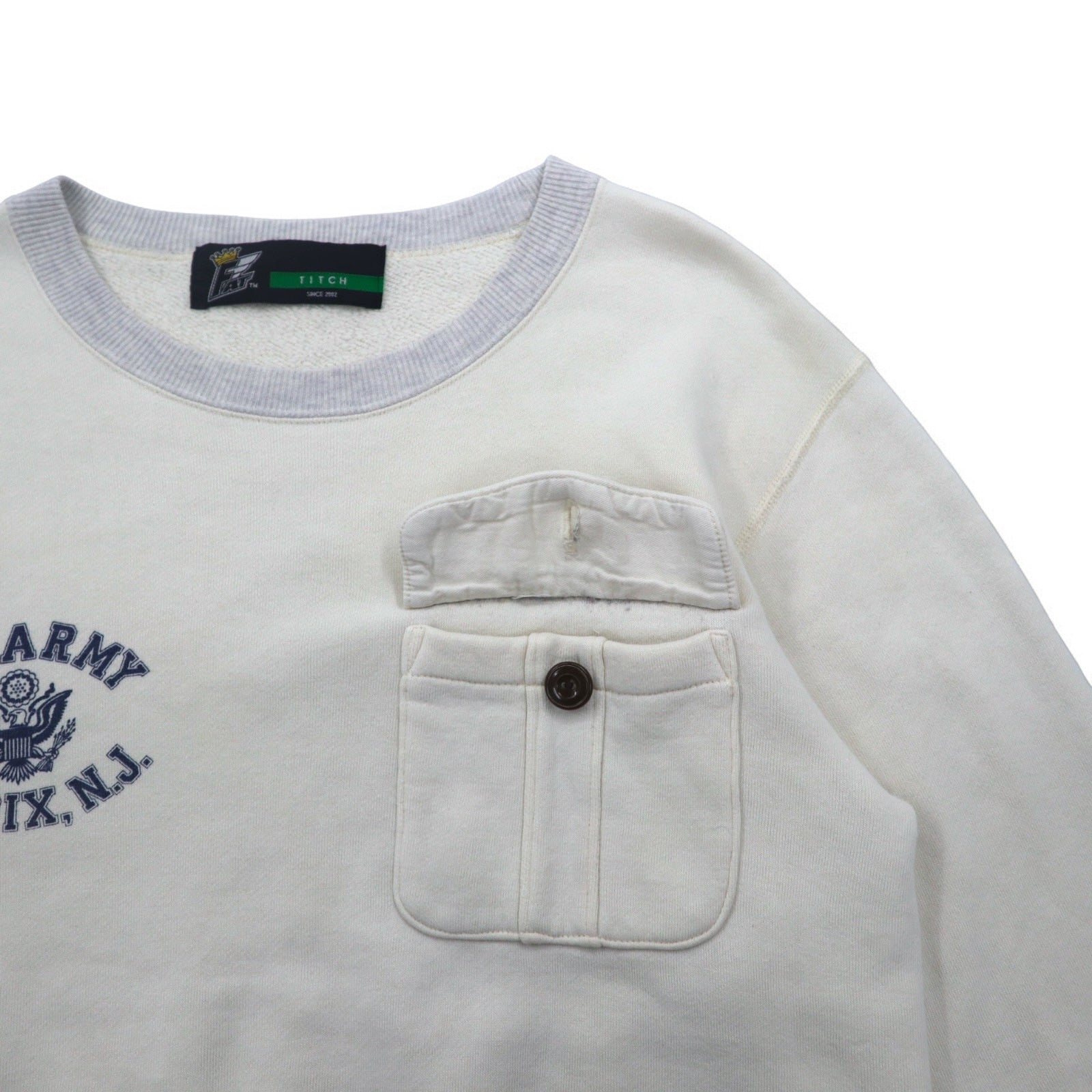 FELPA girocollo FAT M Off-white Grigio tasche a patta U.S.ARMY