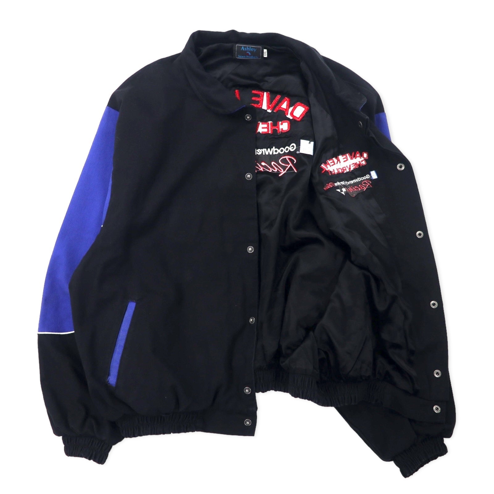 Ashley Giacca da corsa USA XL Nera Cotone Bottoni automatici DAVE KEHL CHEVROLET Ricamo posteriore Taglia grande