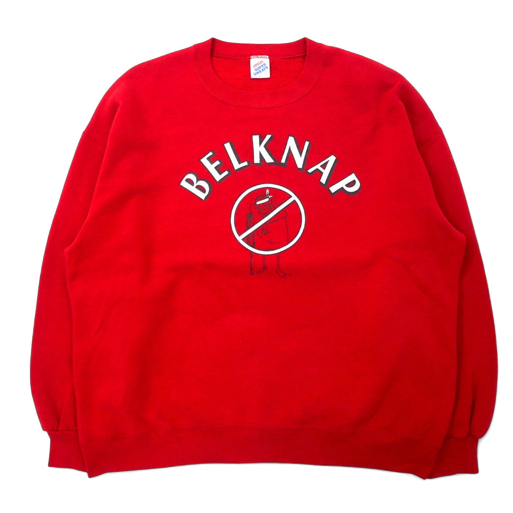 Felpa stampata JERZEES anni '90, Made in USA, taglia XXL, colore rosso, in cotone, BELKNAP SAFETY RECORD