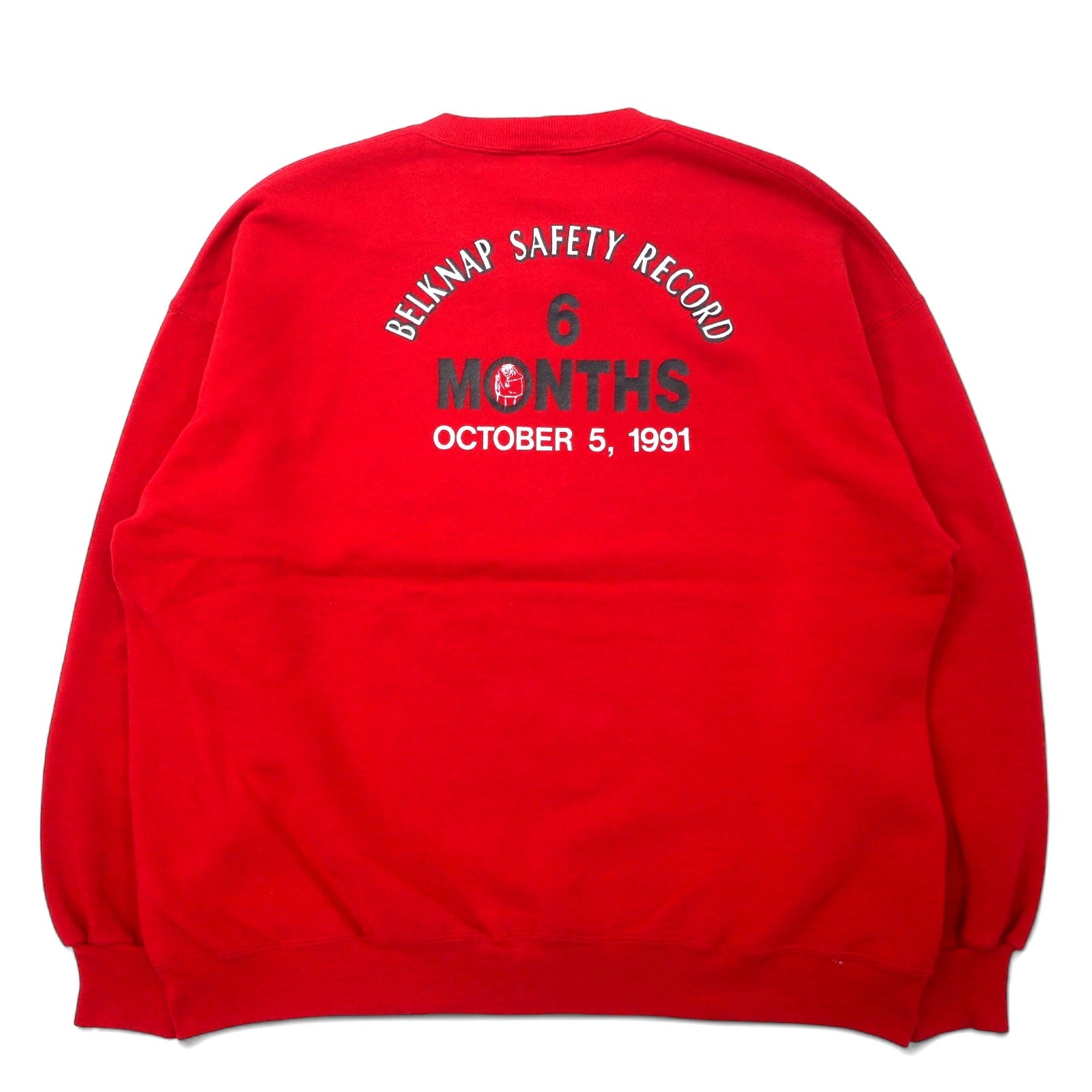 Felpa stampata JERZEES anni '90, Made in USA, taglia XXL, colore rosso, in cotone, BELKNAP SAFETY RECORD