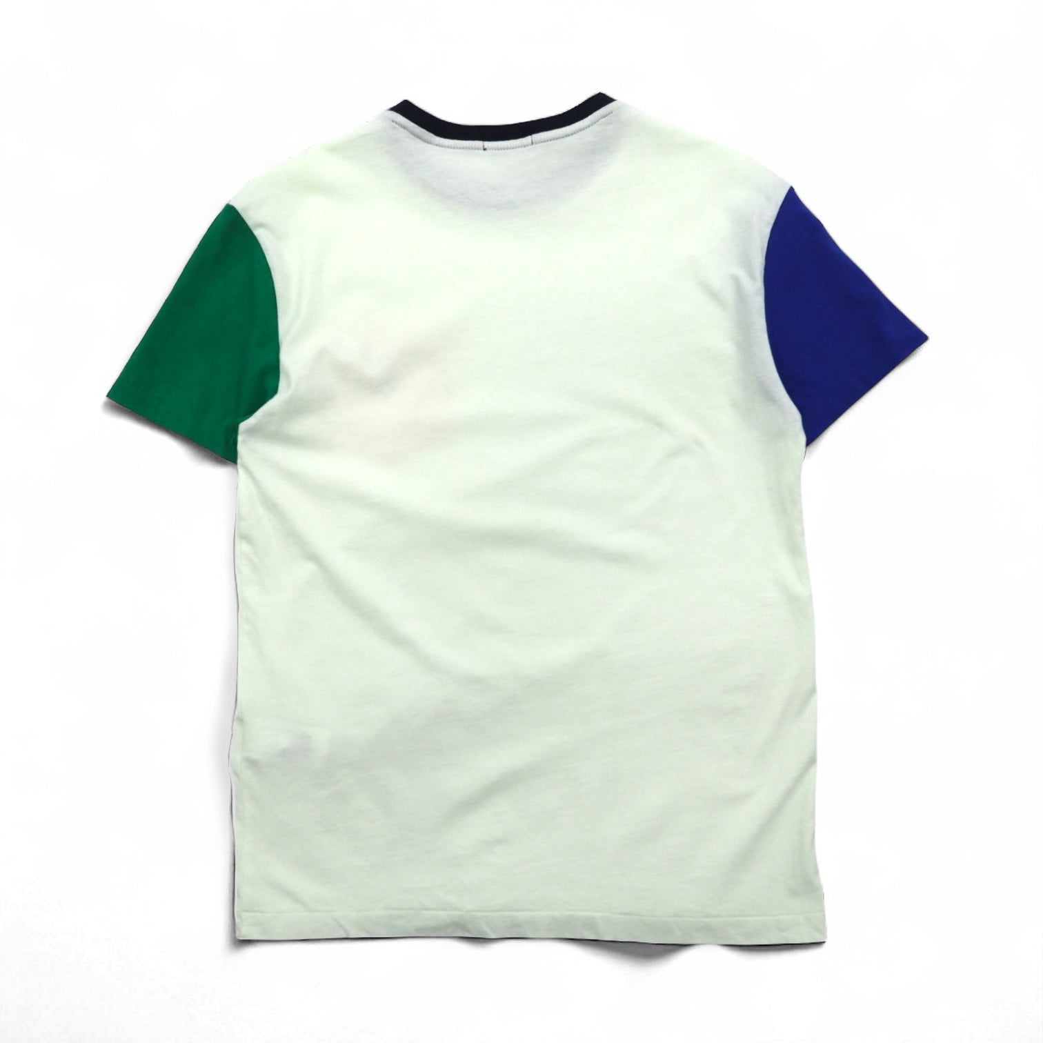 POLO RALPH LAUREN T-shirt con taschino color block, taglia M, bianco, con ricamo piccolo pony