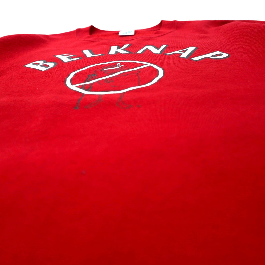 Felpa stampata JERZEES anni '90, Made in USA, taglia XXL, colore rosso, in cotone, BELKNAP SAFETY RECORD