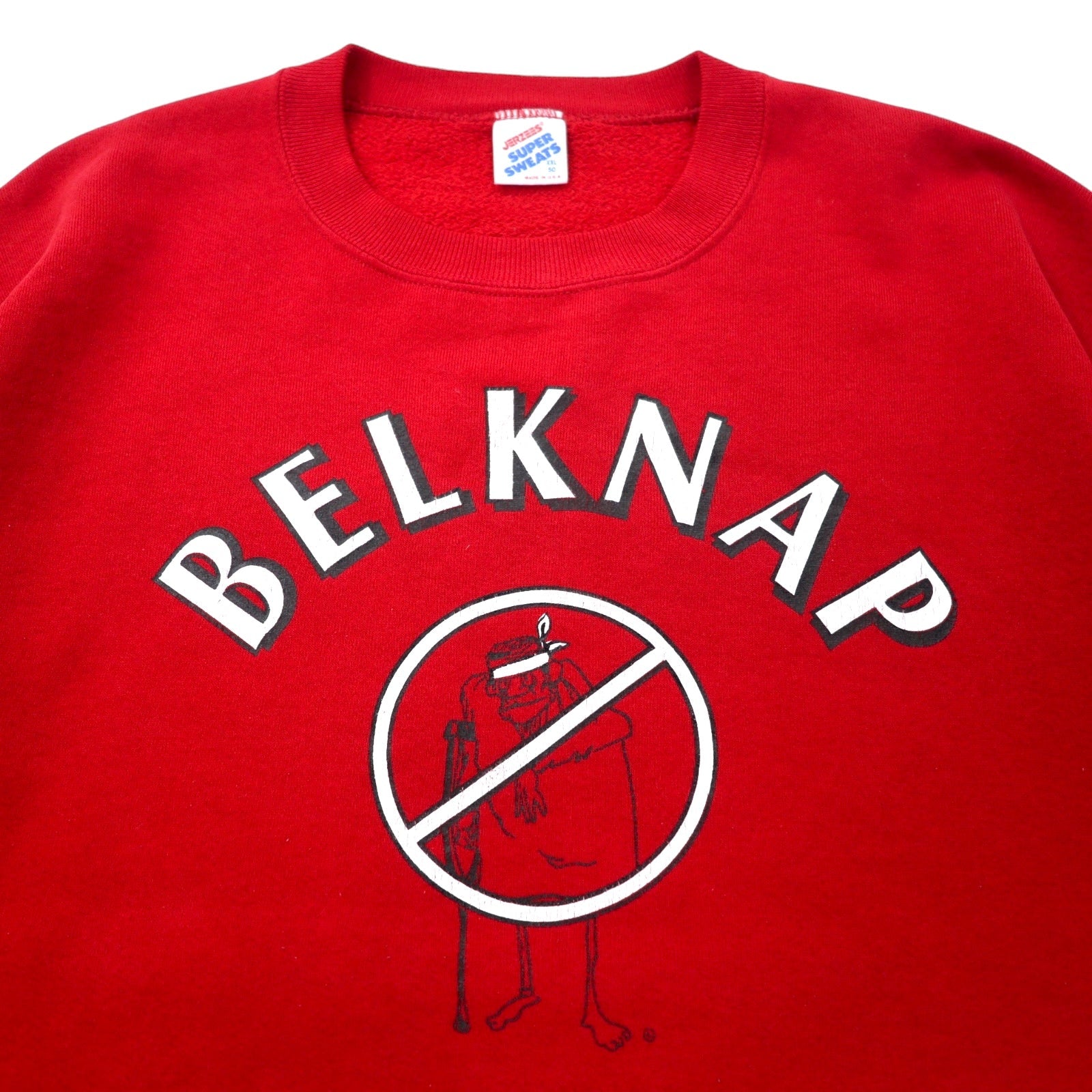 Felpa stampata JERZEES anni '90, Made in USA, taglia XXL, colore rosso, in cotone, BELKNAP SAFETY RECORD