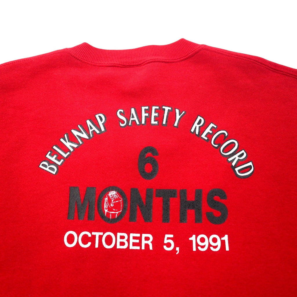 Felpa stampata JERZEES anni '90, Made in USA, taglia XXL, colore rosso, in cotone, BELKNAP SAFETY RECORD