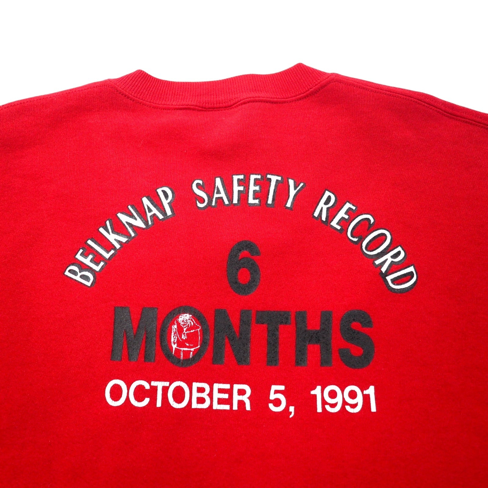 Felpa stampata JERZEES anni '90, Made in USA, taglia XXL, colore rosso, in cotone, BELKNAP SAFETY RECORD
