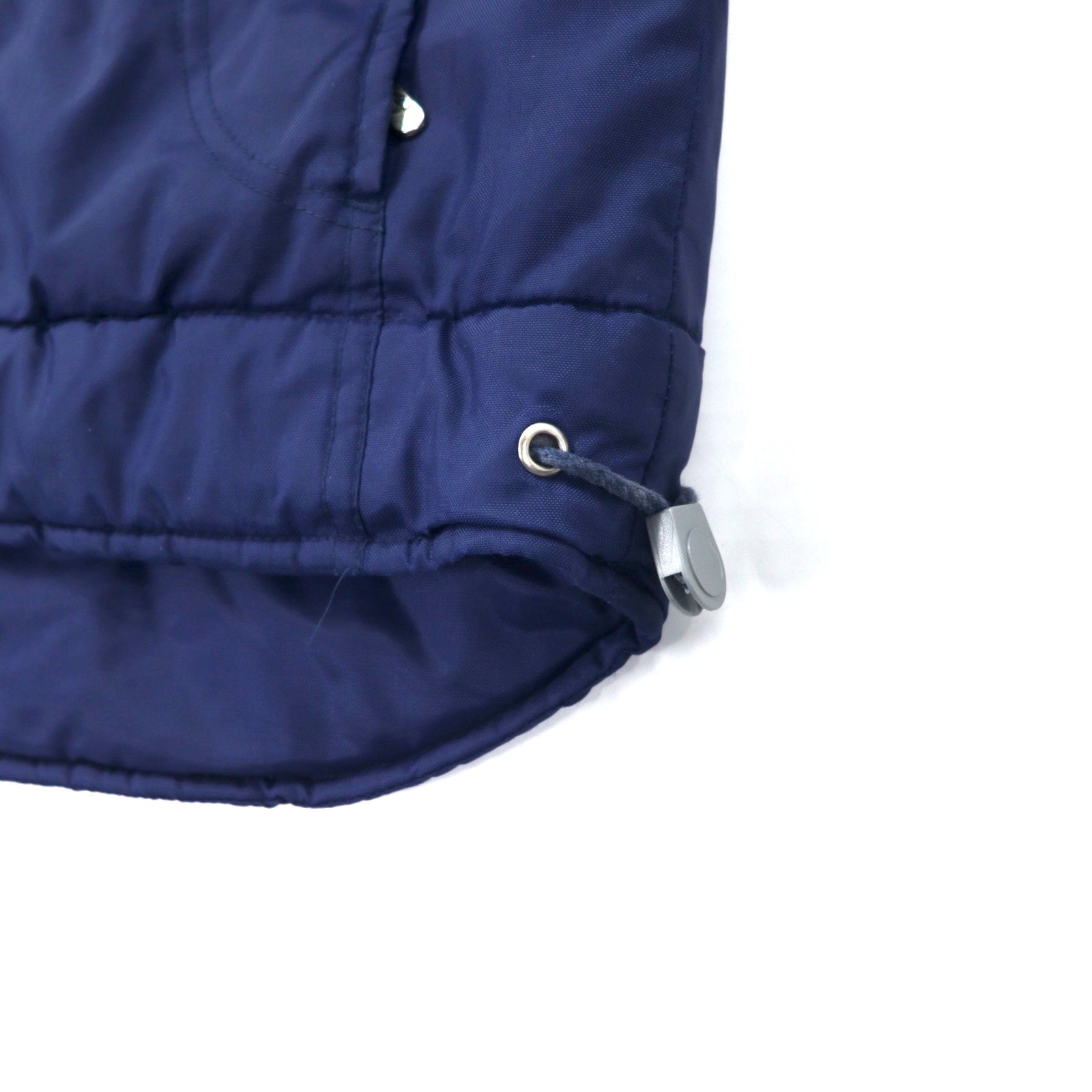 NIKE anni '90 logo Swoosh giacca imbottita in nylon M blu navy, ricamo logo posteriore, fodera trapuntata, etichetta argento