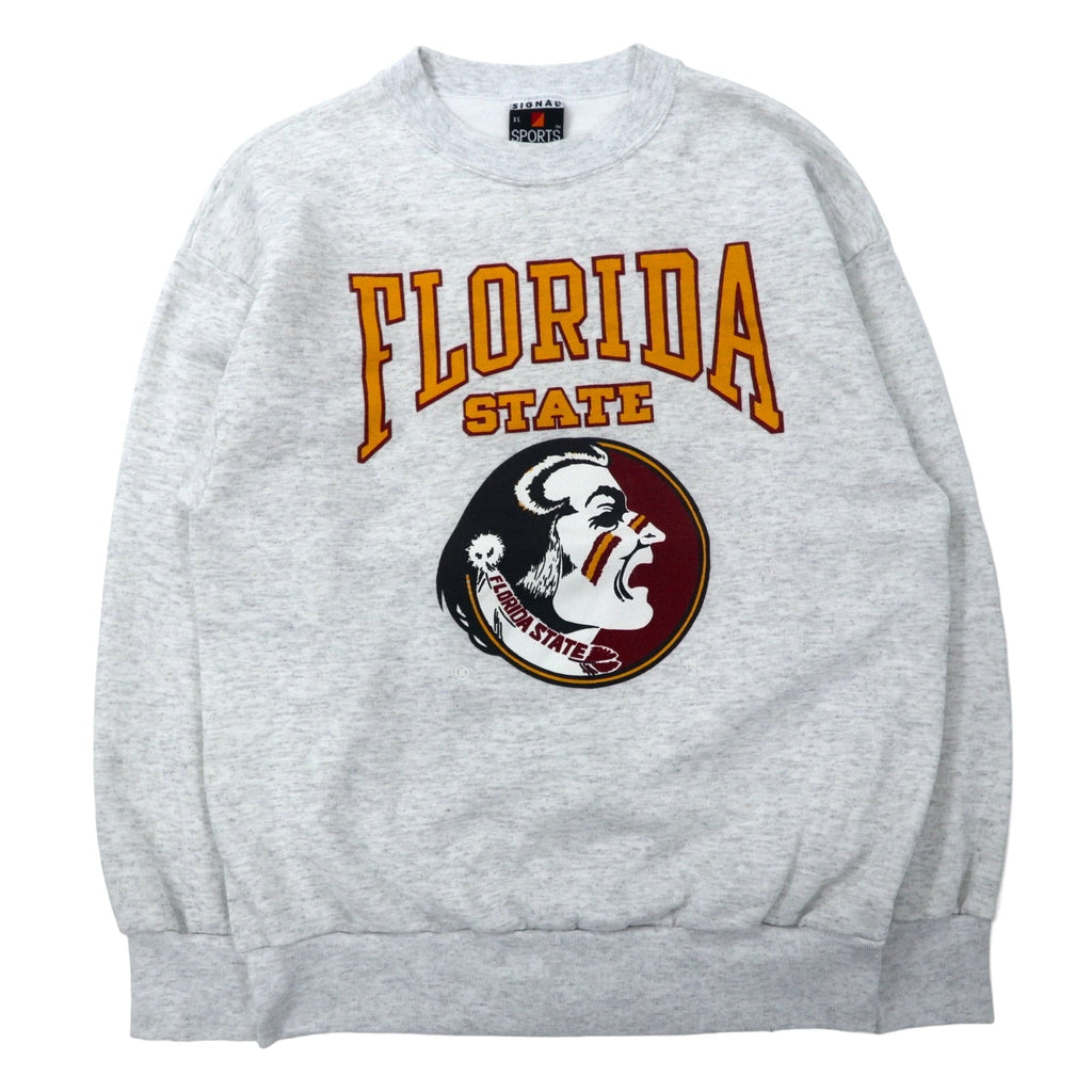 Felpa da college SIGNAL SPORTS made in USA anni '90, stampa, XL, grigia, cotone felpato, NCAA FLORIDA STATE