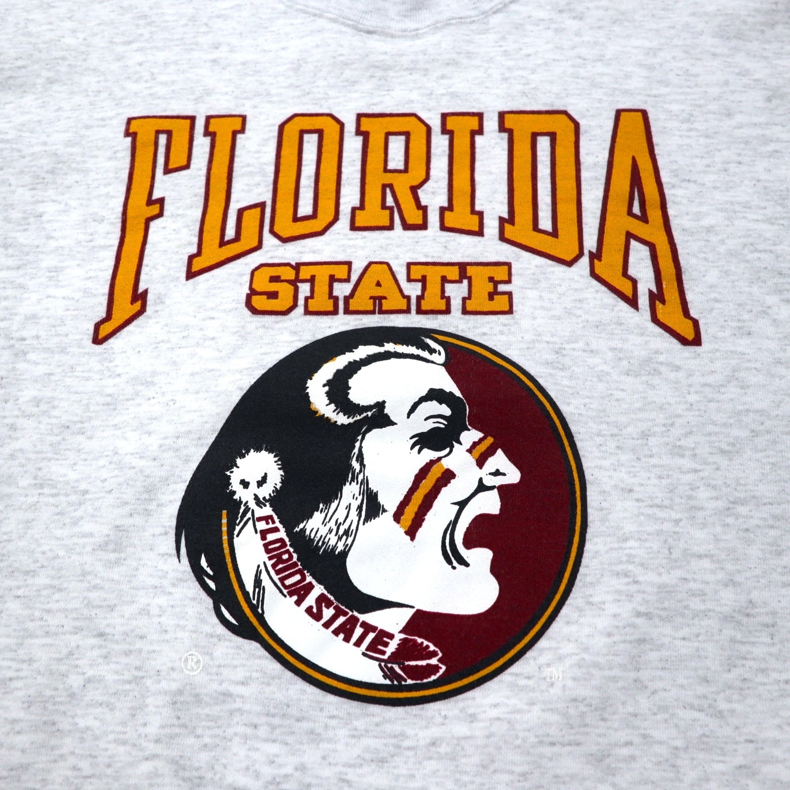 Felpa da college SIGNAL SPORTS made in USA anni '90, stampa, XL, grigia, cotone felpato, NCAA FLORIDA STATE