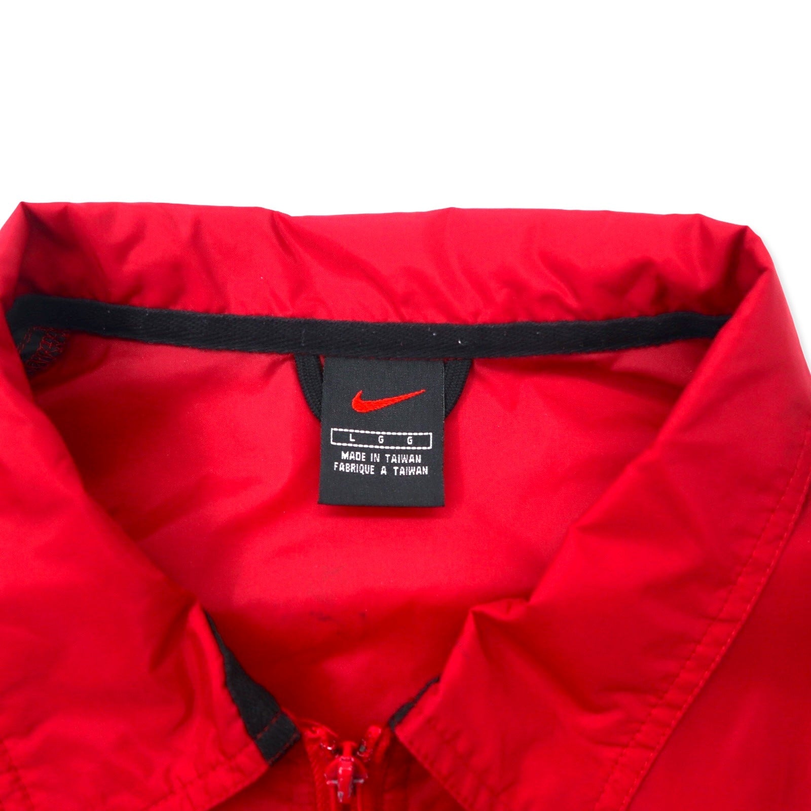 NIKE 90年代 ナイロンジャケット スポーツジャケット L レッド ブラック サイドライン スウォッシュロゴ 黒タグ ビッグサイズ