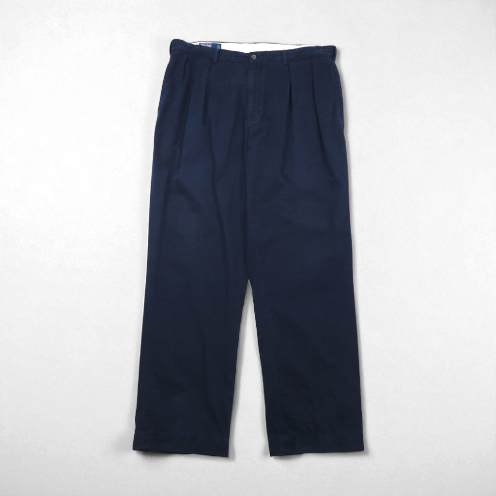 Polo Ralph Lauren 90年代  ポロチノ ２タック ワイド チノパンツ XL ネイビー ANDREW PANT
