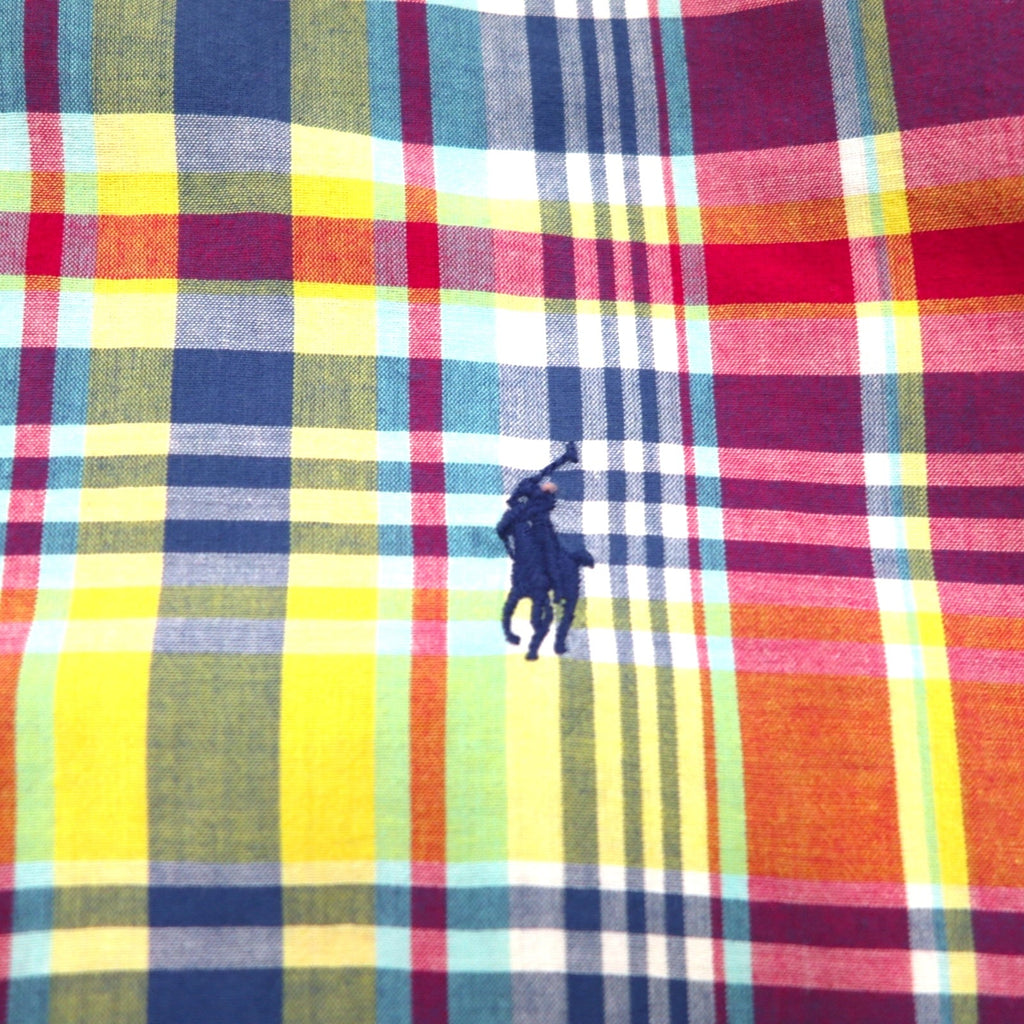 RALPH LAUREN Indian Madras Camicia button-down XL a quadri multicolore cotone ricamo pony piccolo Nuova con etichette