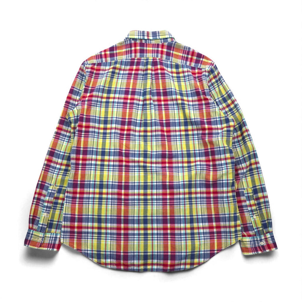 RALPH LAUREN Indian Madras Camicia button-down XL a quadri multicolore cotone ricamo pony piccolo Nuova con etichette