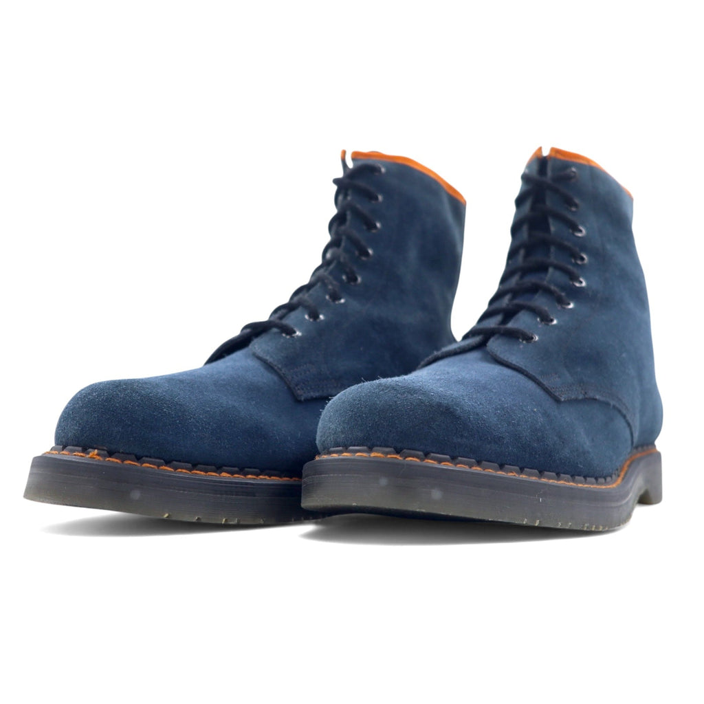 GEORGE COX × nepenthes Stivali stringati 8 occhielli, made in England, 28cm, camoscio blu navy