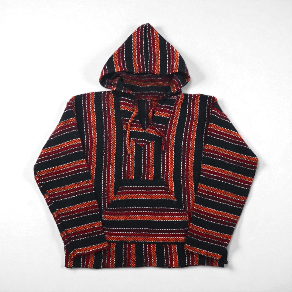 Vintage Baja Hoodie Mexican Parka メキシカンパーカー M フロントポケット マルチ ストライプ