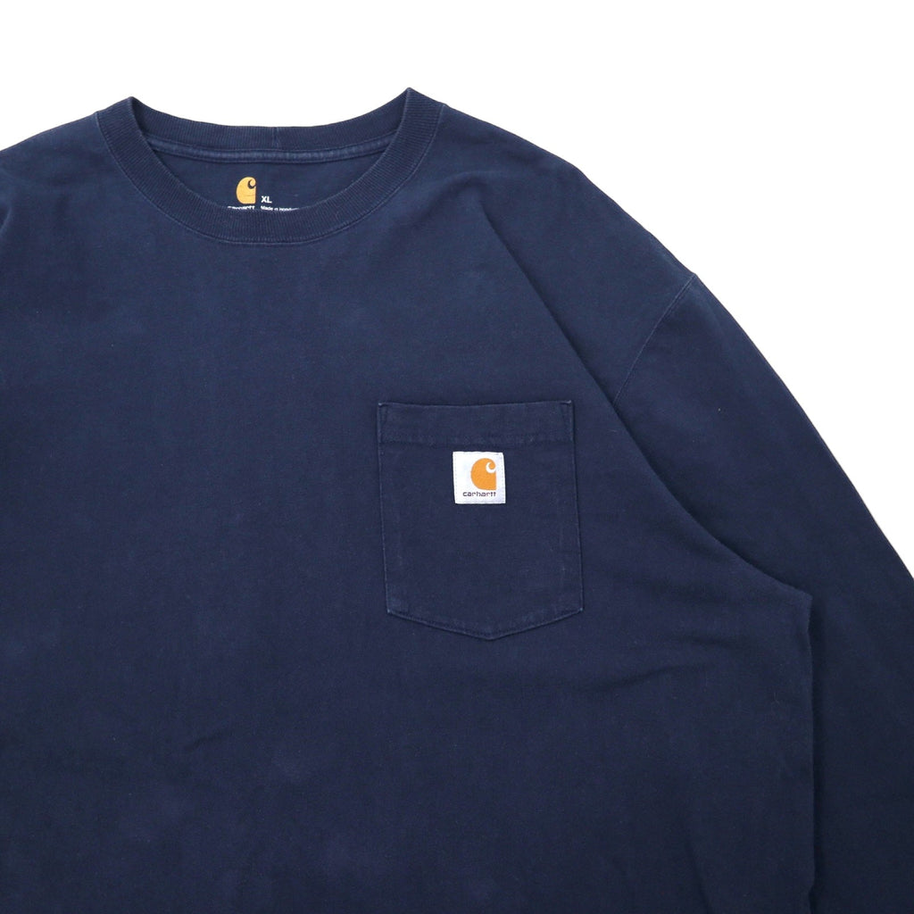 Carhartt T-shirt a manica lunga XL, blu navy, cotone, ORIGINAL FIT, Made in Honduras