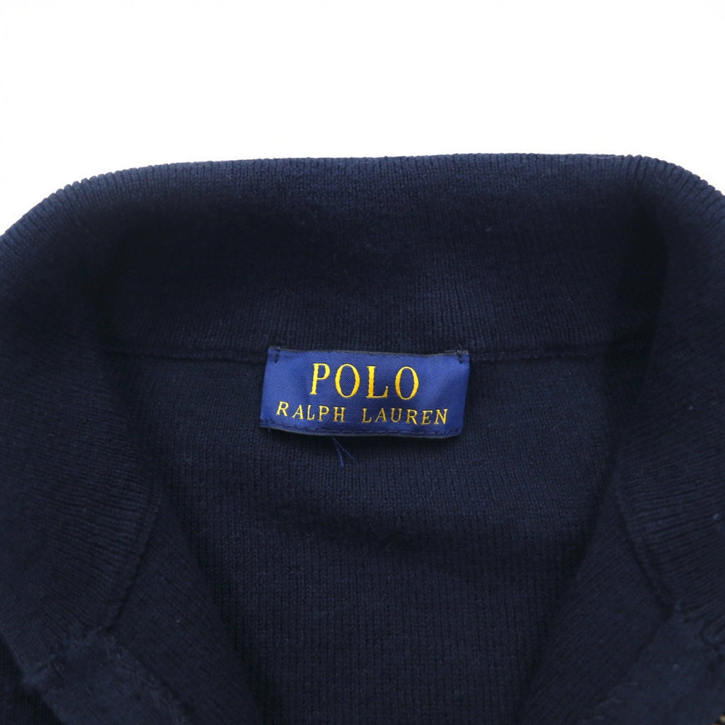 POLO RALPH LAUREN Maglione con zip intera Driver's Knit L navy cotone ricamo pony piccolo
