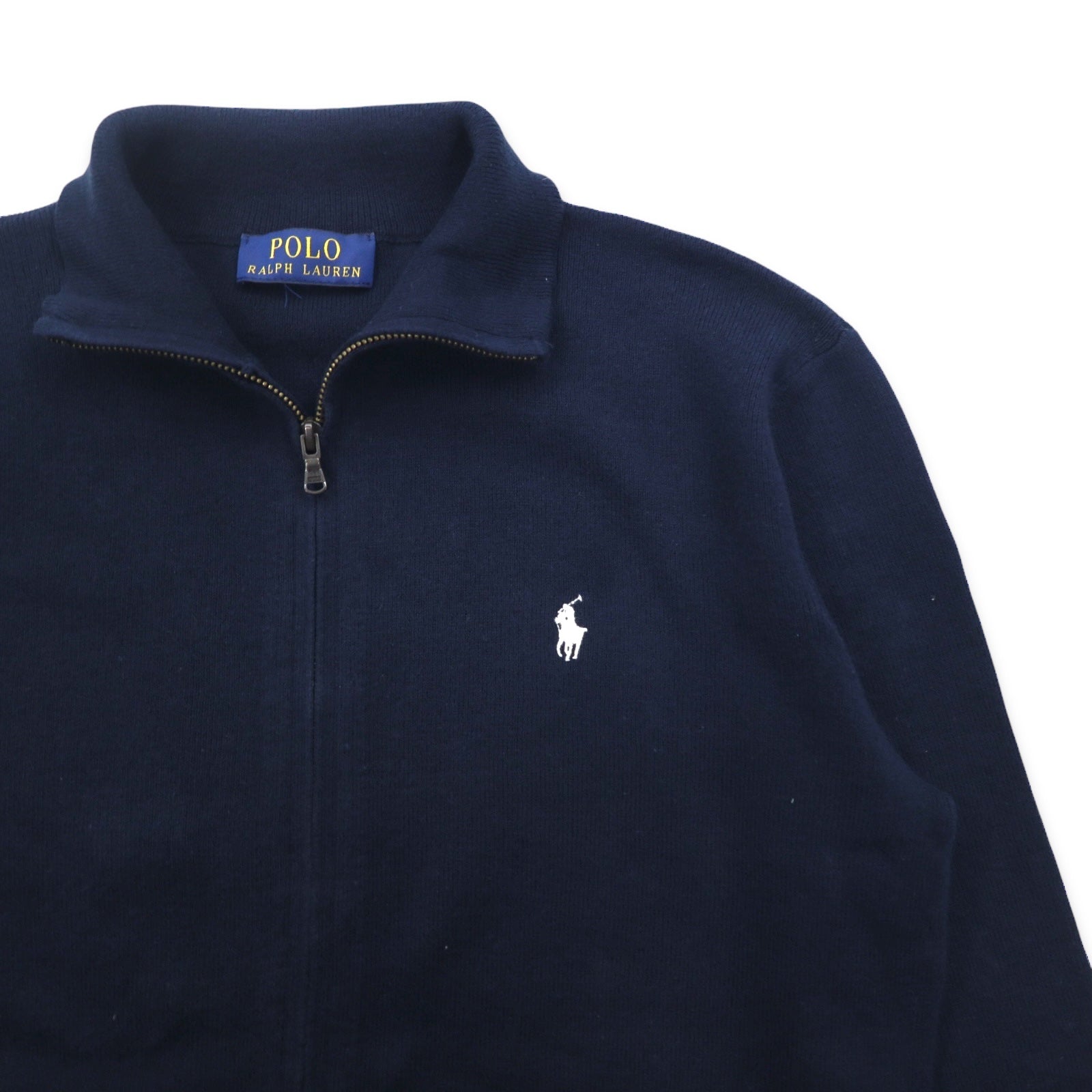 POLO RALPH LAUREN Maglione con zip intera Driver's Knit L navy cotone ricamo pony piccolo