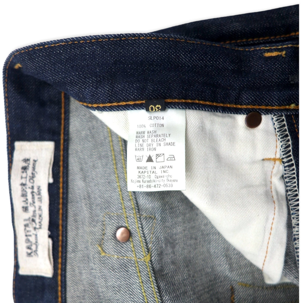 KAPITAL Jeans NEW STANDARD Denim Raw 30 Blu Scuro Cotone Cinch Back NEW STANDARD DENIM SLP014 Made in Japan
