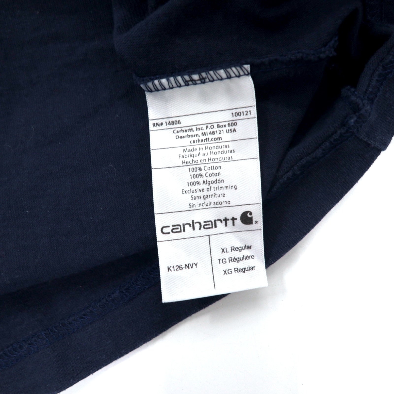 Carhartt T-shirt a manica lunga XL, blu navy, cotone, ORIGINAL FIT, Made in Honduras