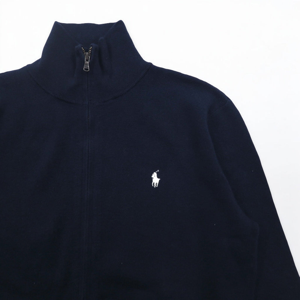 POLO RALPH LAUREN Maglione con zip intera Driver's Knit L navy cotone ricamo pony piccolo